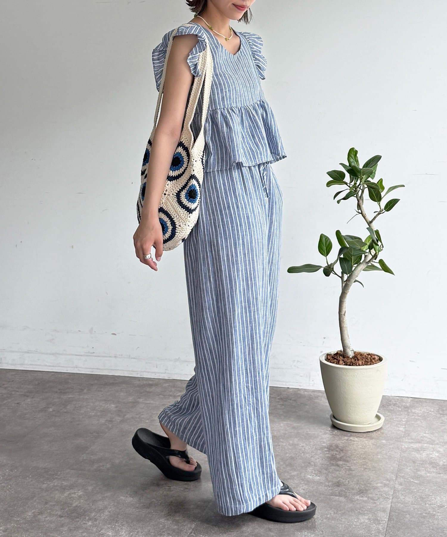 CPCM(シーピーシーエム) 麻混ビスチェセットアップ