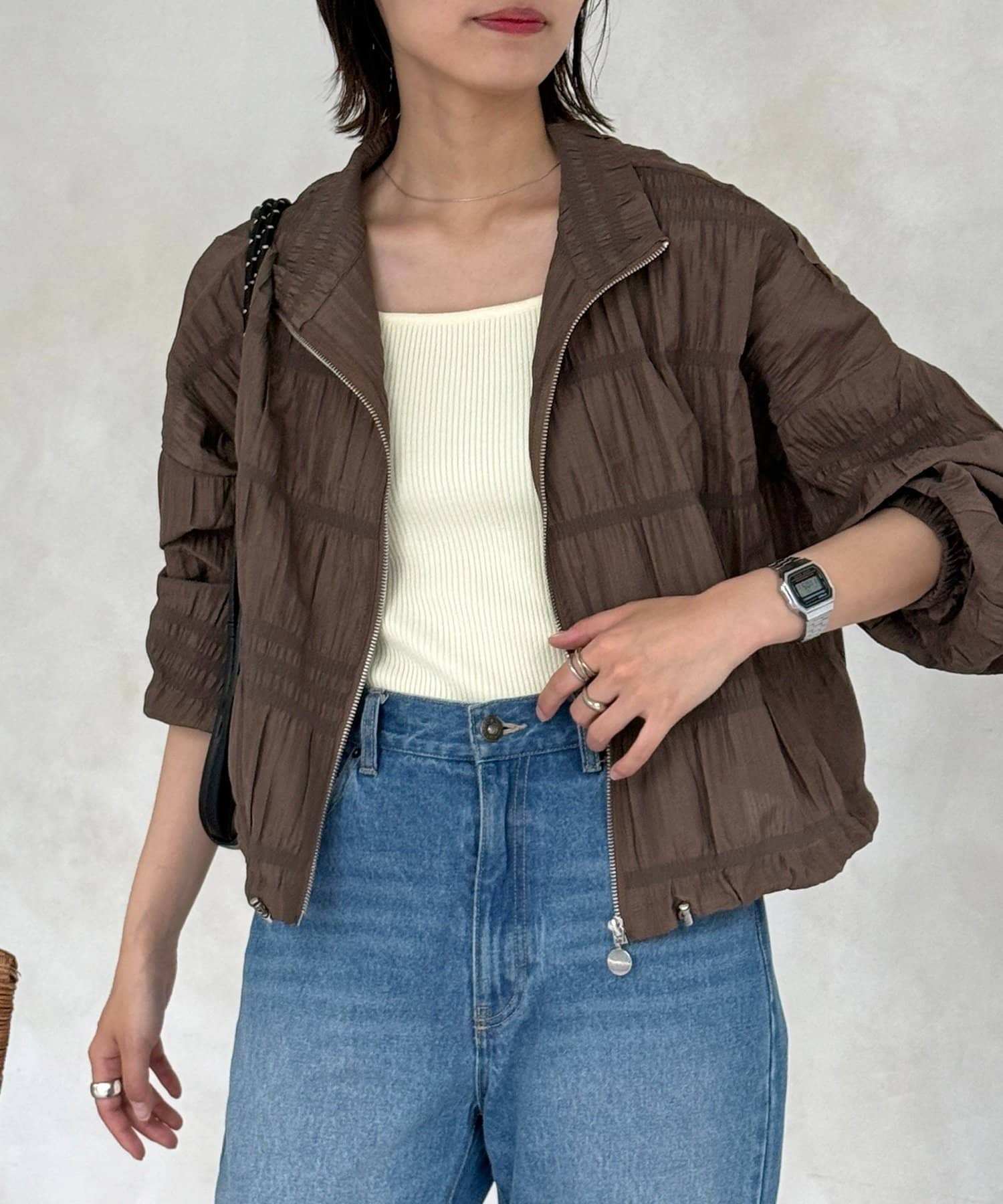 CPCM(シーピーシーエム) 段々シャーリングブルゾン