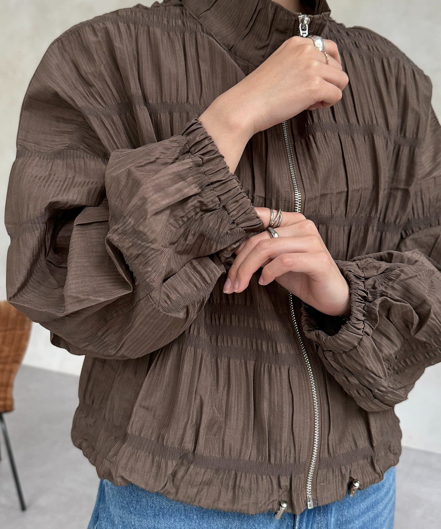 CPCM(シーピーシーエム) 段々シャーリングブルゾン