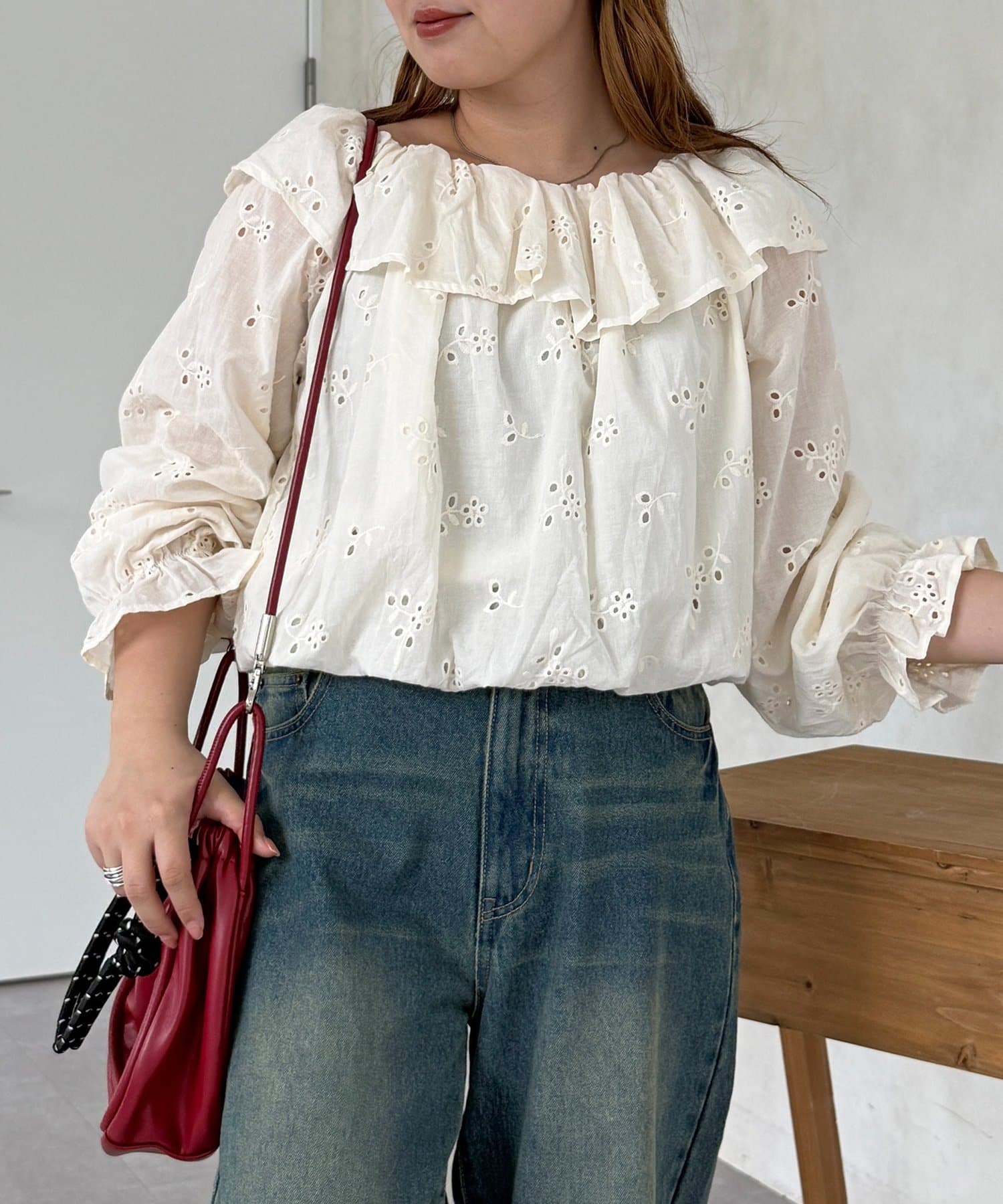 CPCM(シーピーシーエム) フリルバルーンブラウス