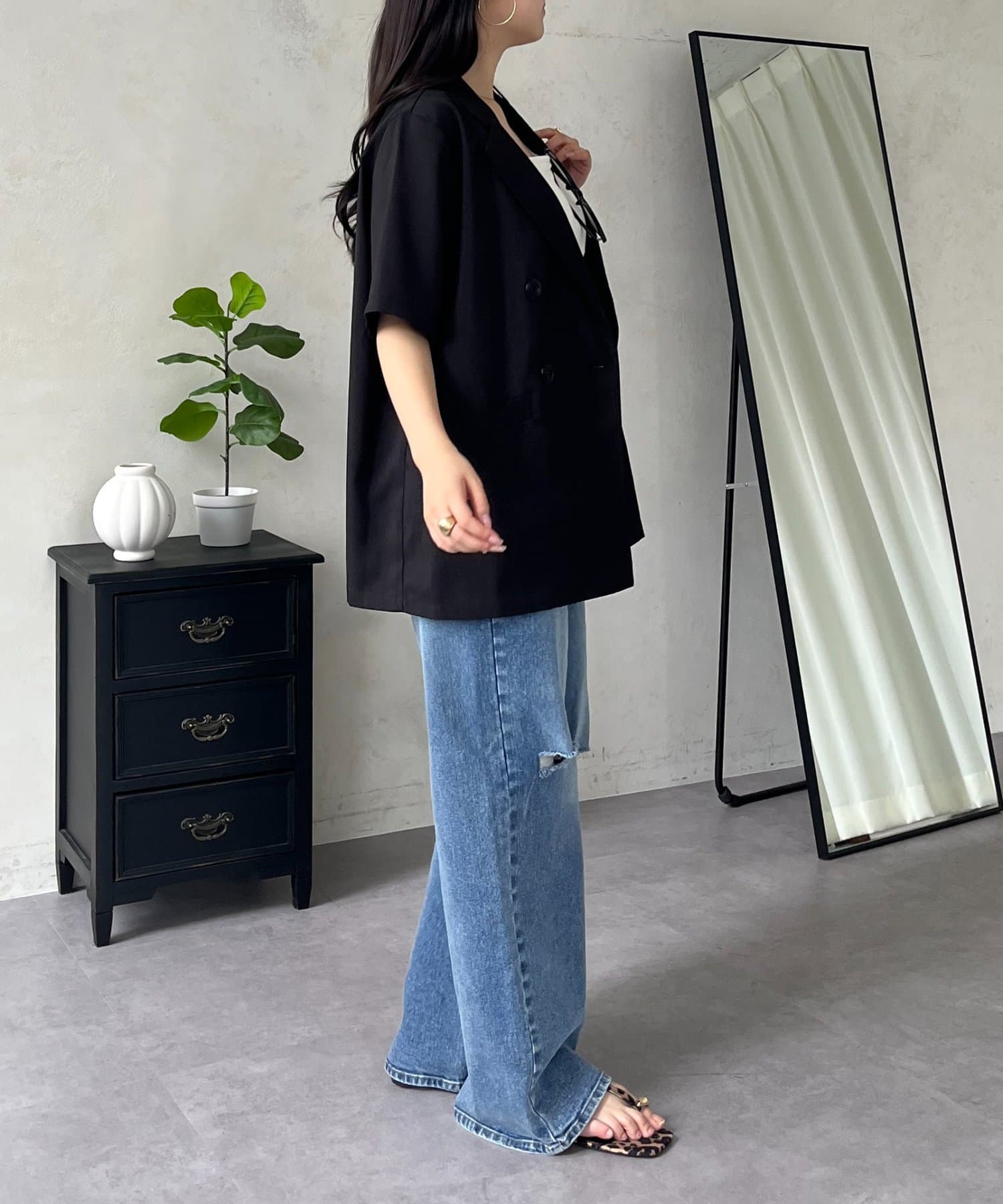 prose verse(プロズヴェール) リネンタッチWボタン半袖シャツジャケット