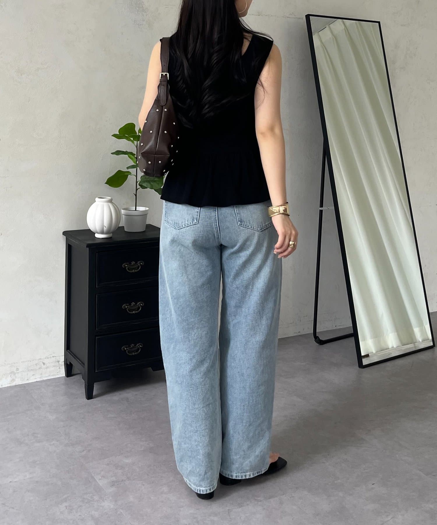 prose verse(プロズヴェール) カップ付きペプラムリブタンクトップ