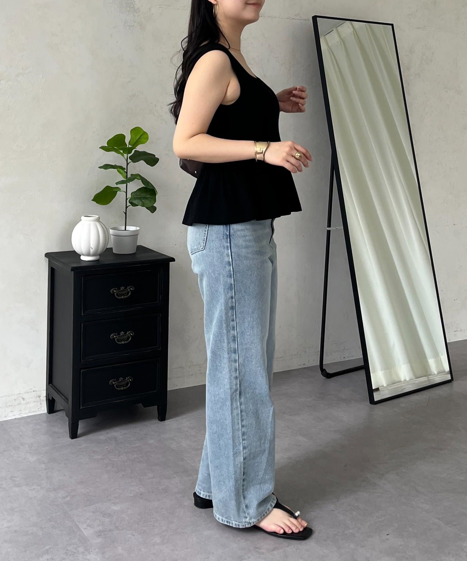 prose verse(プロズヴェール) カップ付きペプラムリブタンクトップ