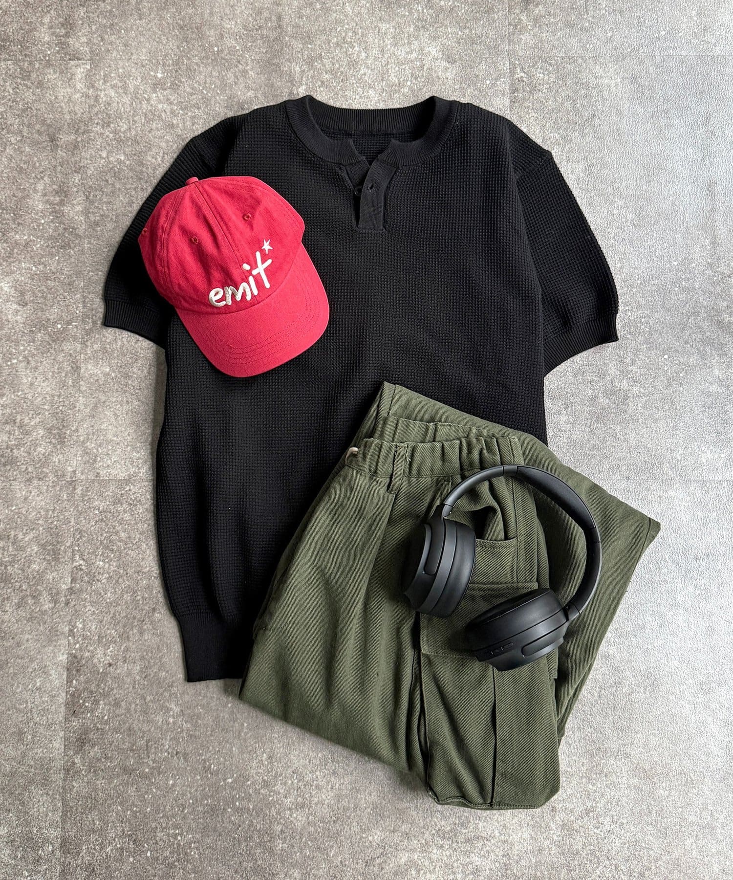 CPCM(シーピーシーエム) ヘンリー半袖ニットプルオーバー