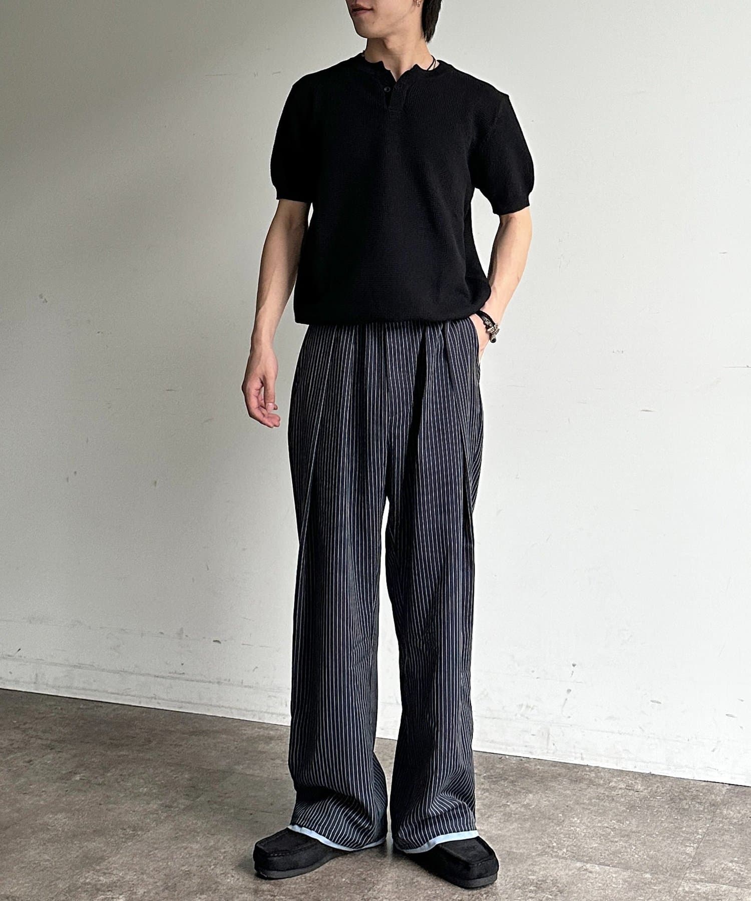 CPCM(シーピーシーエム) ヘンリー半袖ニットプルオーバー