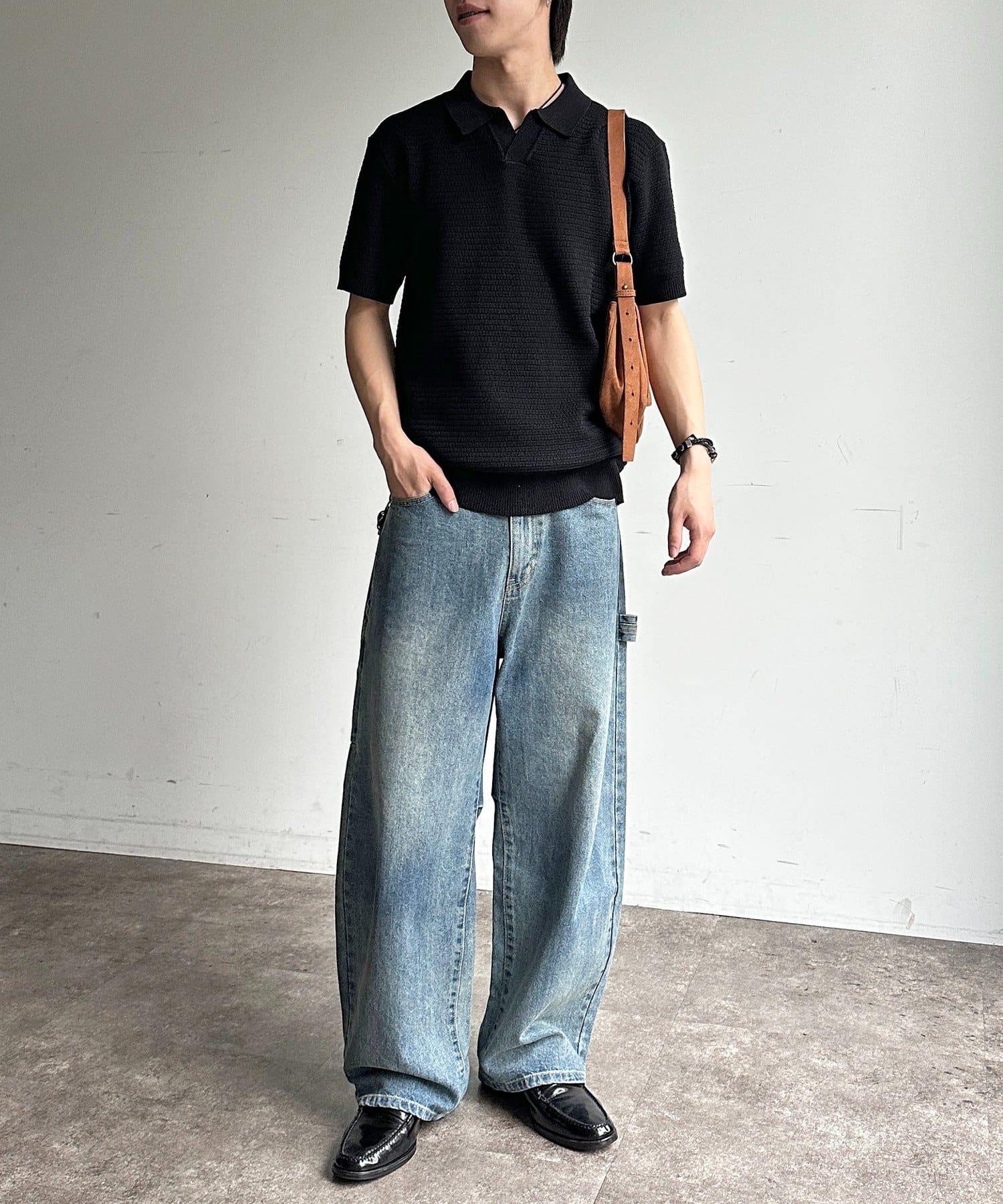 CPCM(シーピーシーエム) スキッパー半袖ニットプルオーバー