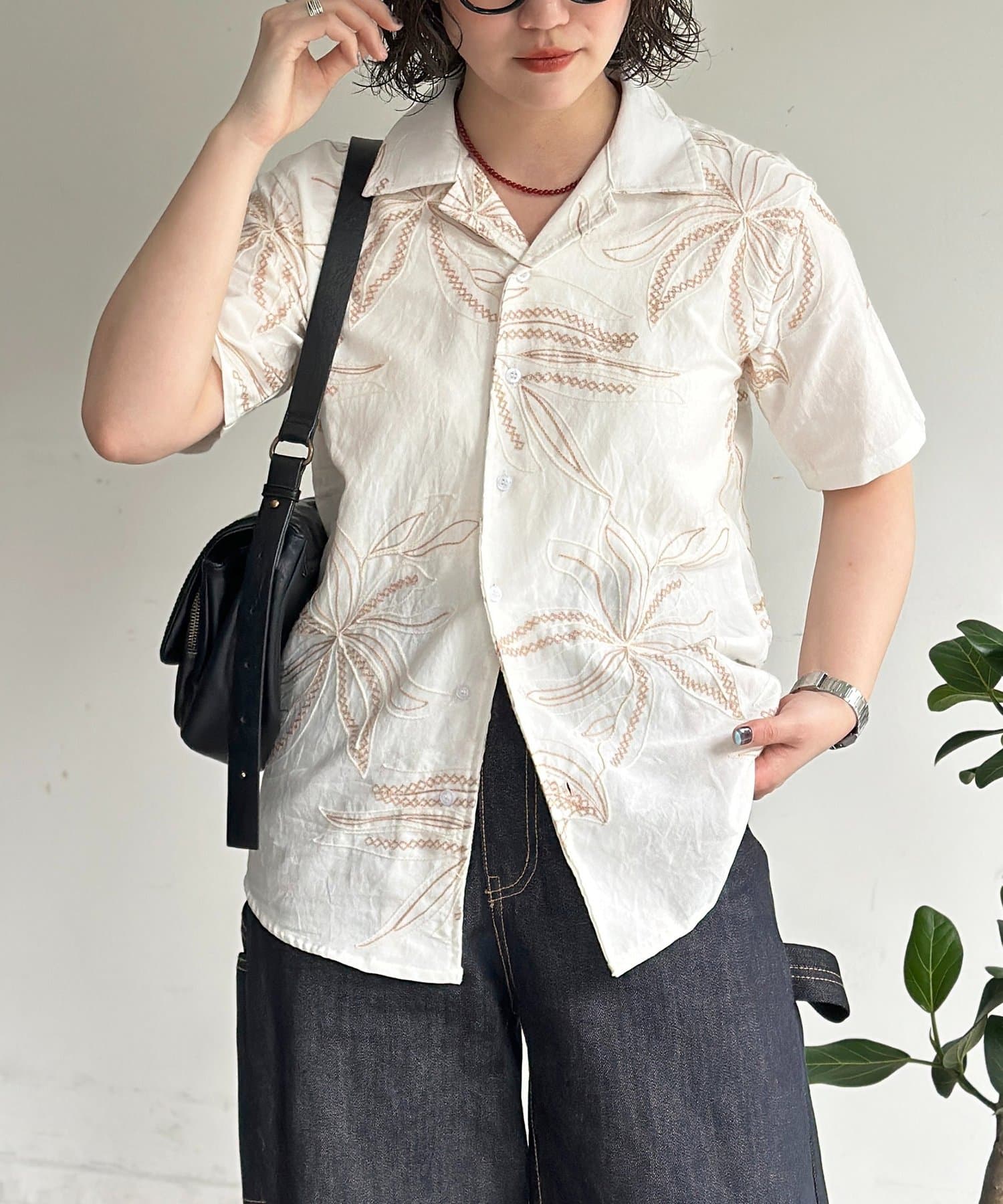 CPCM(シーピーシーエム) 総柄刺繍開襟シャツ