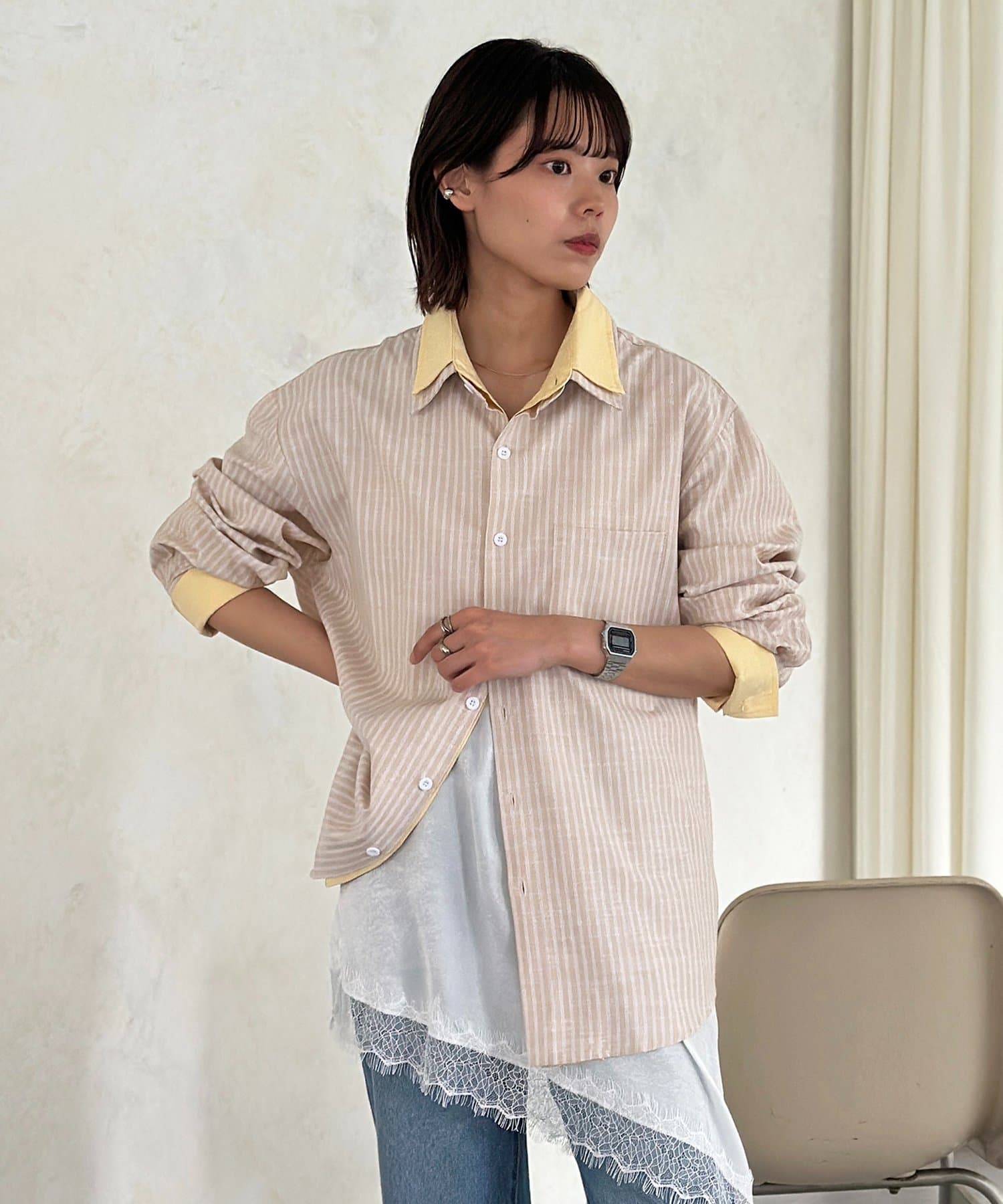 CPCM(シーピーシーエム) フェイクレイヤー長袖シャツ