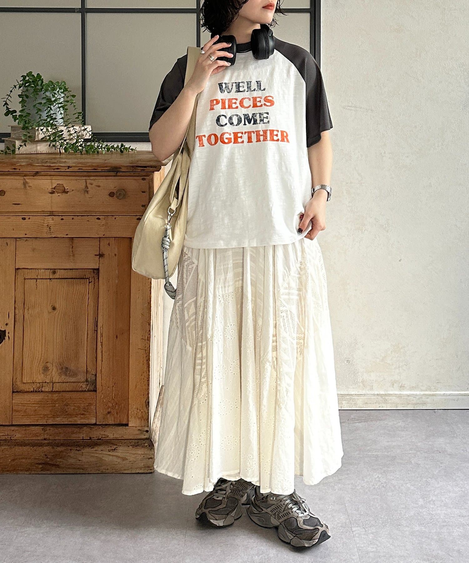 CPCM(シーピーシーエム) 袖メッシュラグランロゴT