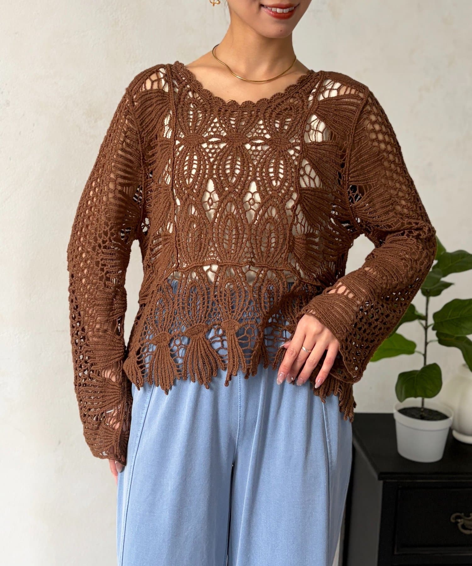 Chez toi(シェトワ) カギ針ニットプルオーバー