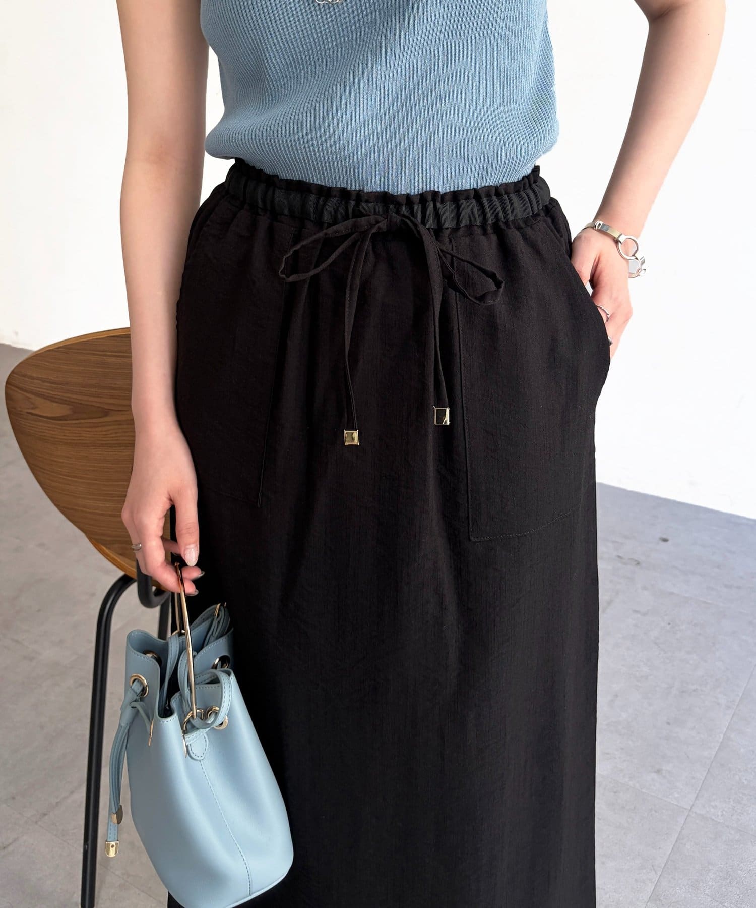 Chez toi(シェトワ) リネンライクウエストテープナロースカート