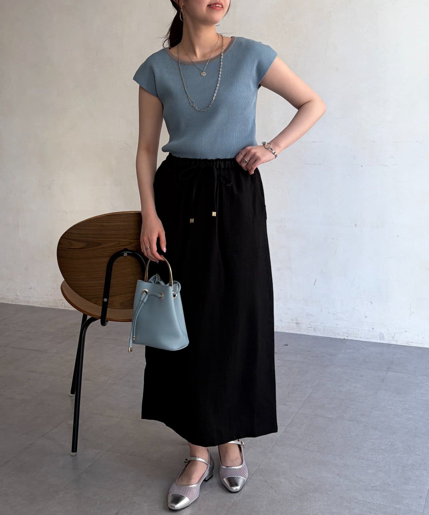 Chez toi(シェトワ) リネンライクウエストテープナロースカート