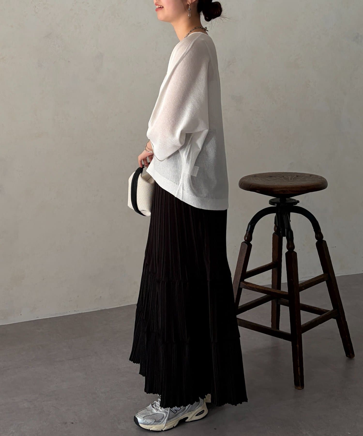 Chez toi(シェトワ) プリーツ切替ティアードスカート