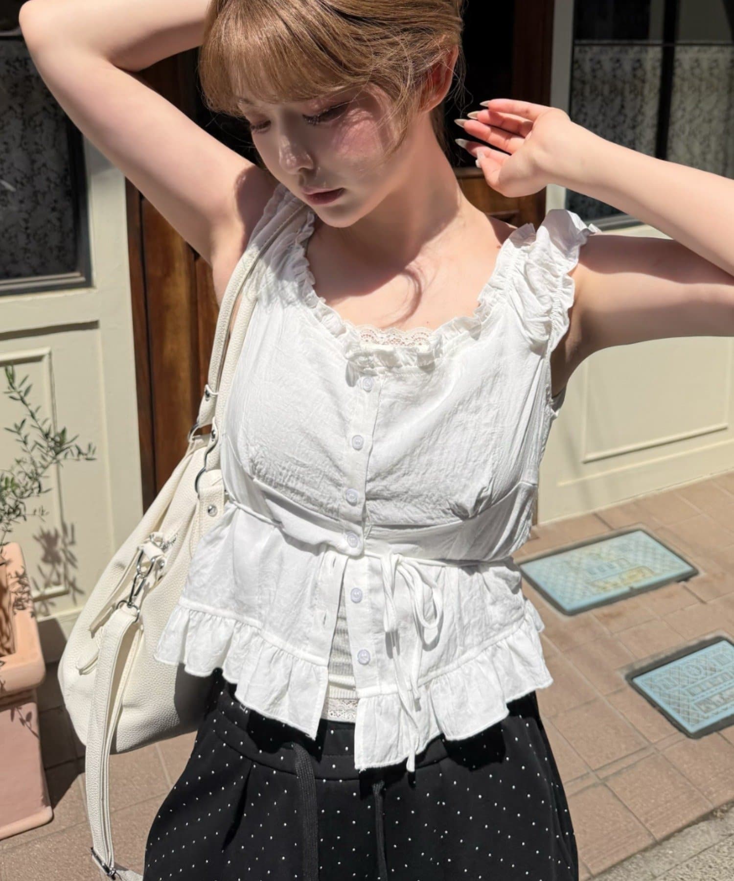 RAY CASSIN(レイカズン) 【無地 / ドット / チェック】コンパクトヘンリーネックブラウス