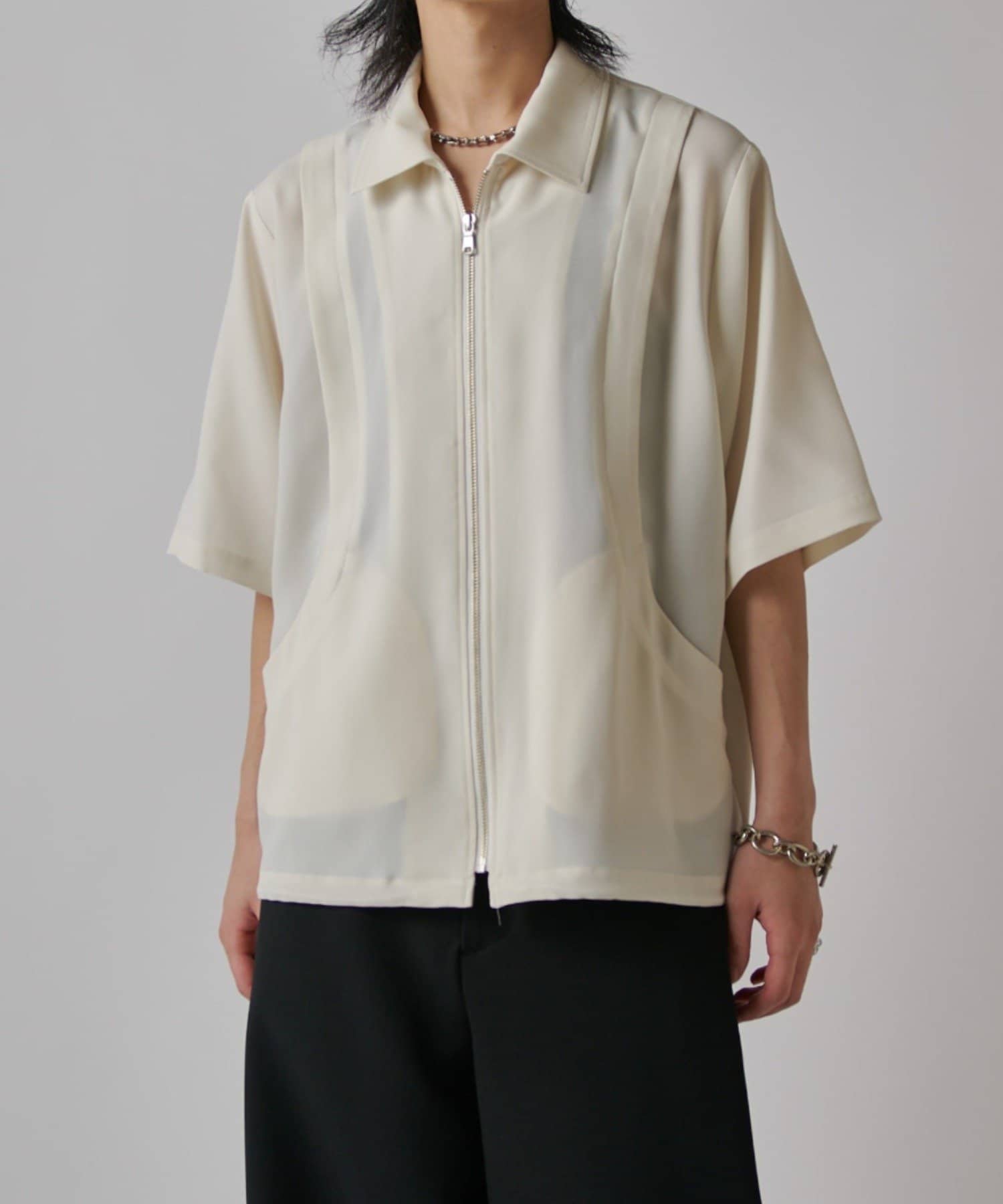 Lui's(ルイス) レイヤードジップ半袖シャツ