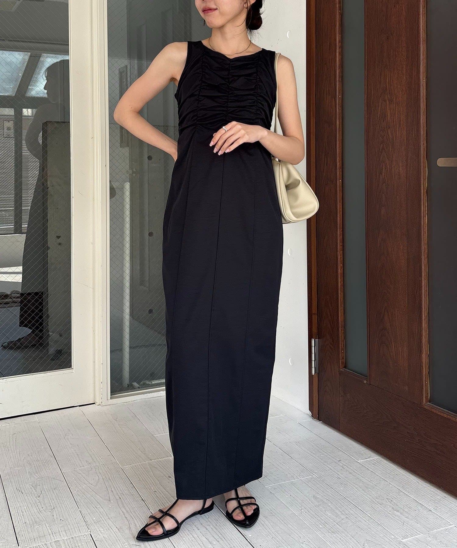 CAPRICIEUX LE'MAGE(カプリシュレマージュ) ギャザーノースリワンピース