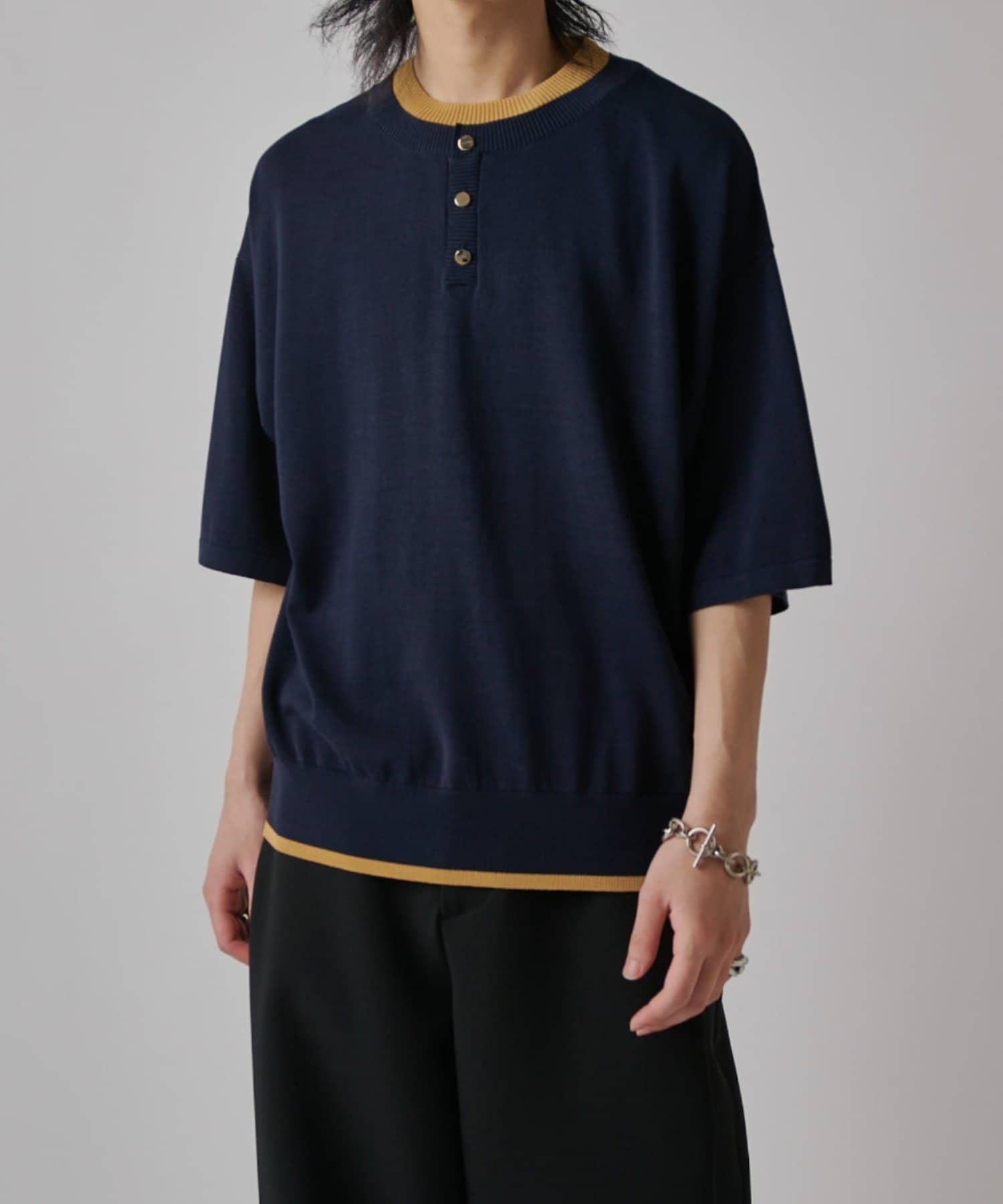 Lui's(ルイス) レイヤードヘンリーショートスリーブTシャツ