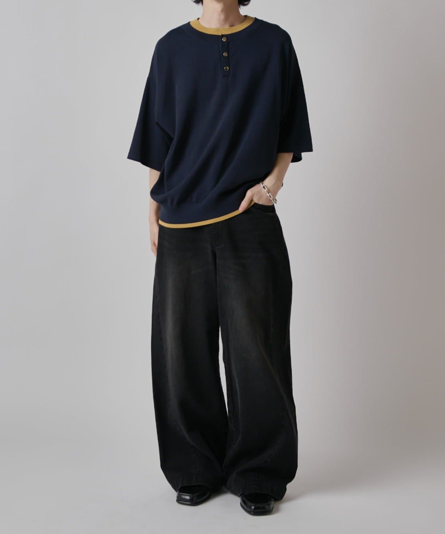 Lui's(ルイス) レイヤードヘンリーショートスリーブTシャツ