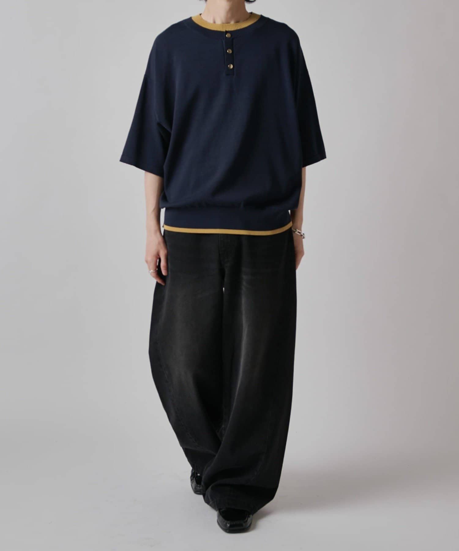 Lui's(ルイス) レイヤードヘンリーショートスリーブTシャツ