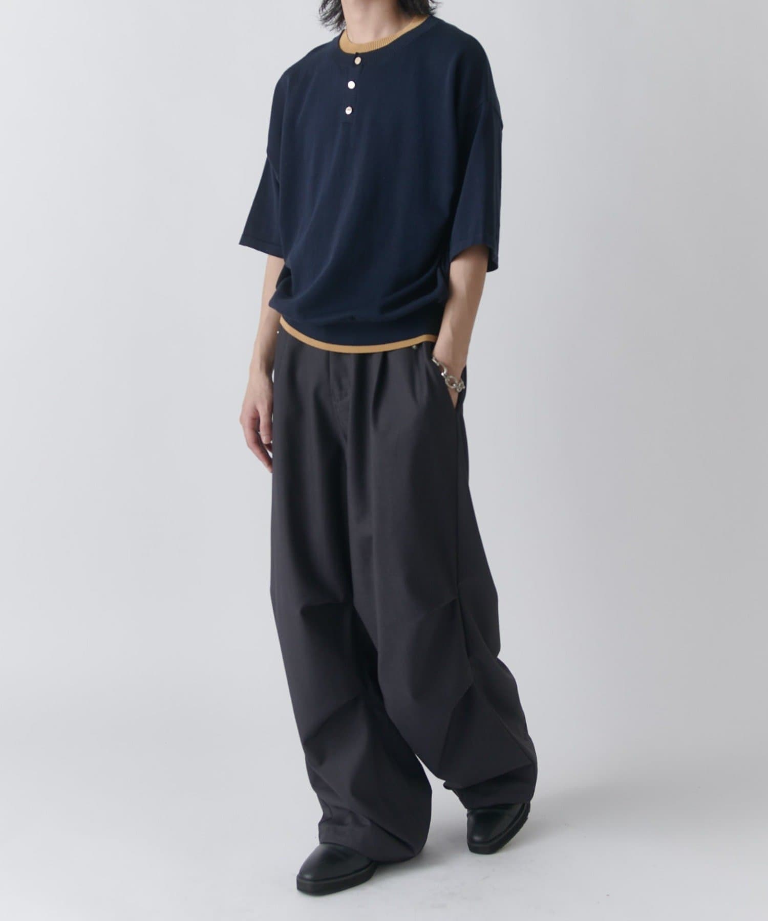 Lui's(ルイス) レイヤードヘンリーショートスリーブTシャツ