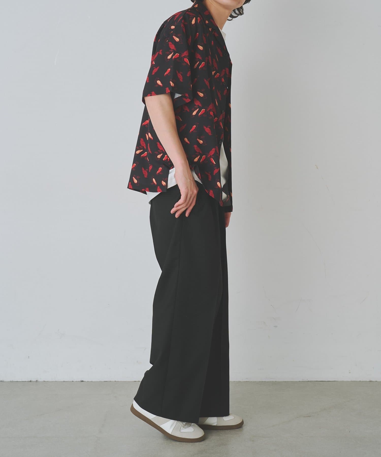 COLONY 2139(コロニー トゥーワンスリーナイン) バードプリントオープンカラー半袖シャツ