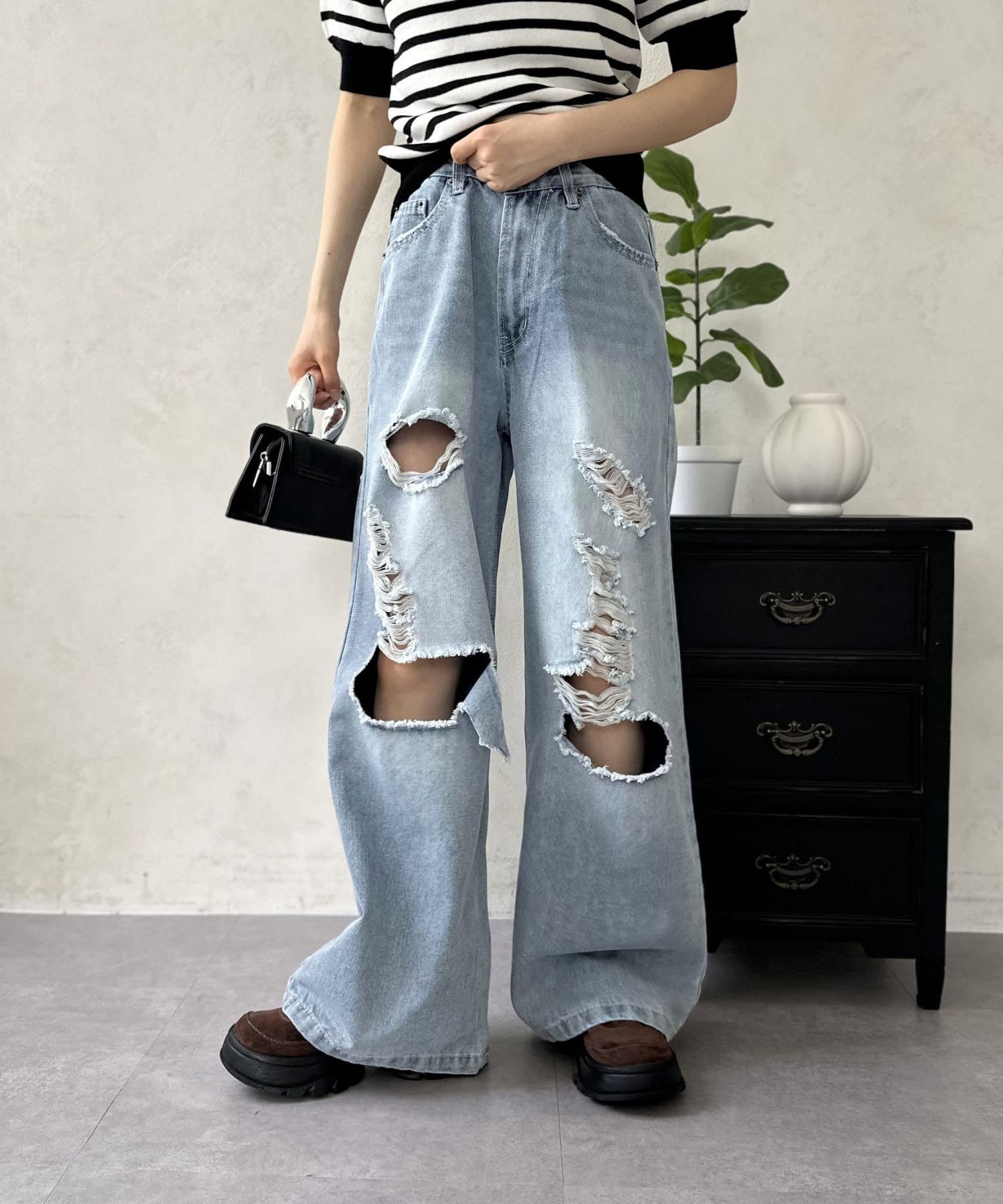 LOCUST(ローカスト) 【スタイルアップ】ダメージワイドパンツ