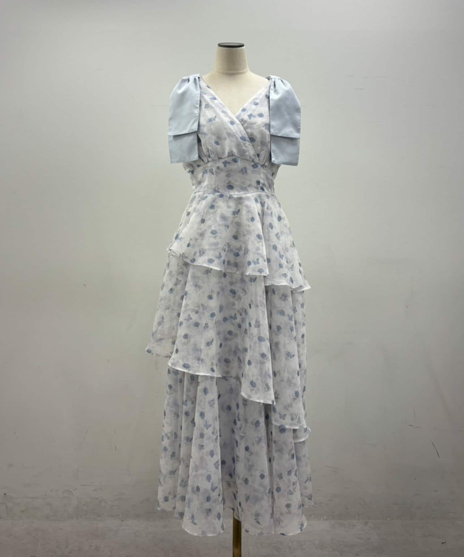 one after another NICE CLAUP(ワンアフターアナザー ナイスクラップ) 【LouLoumei】肩リボンティアードワンピース