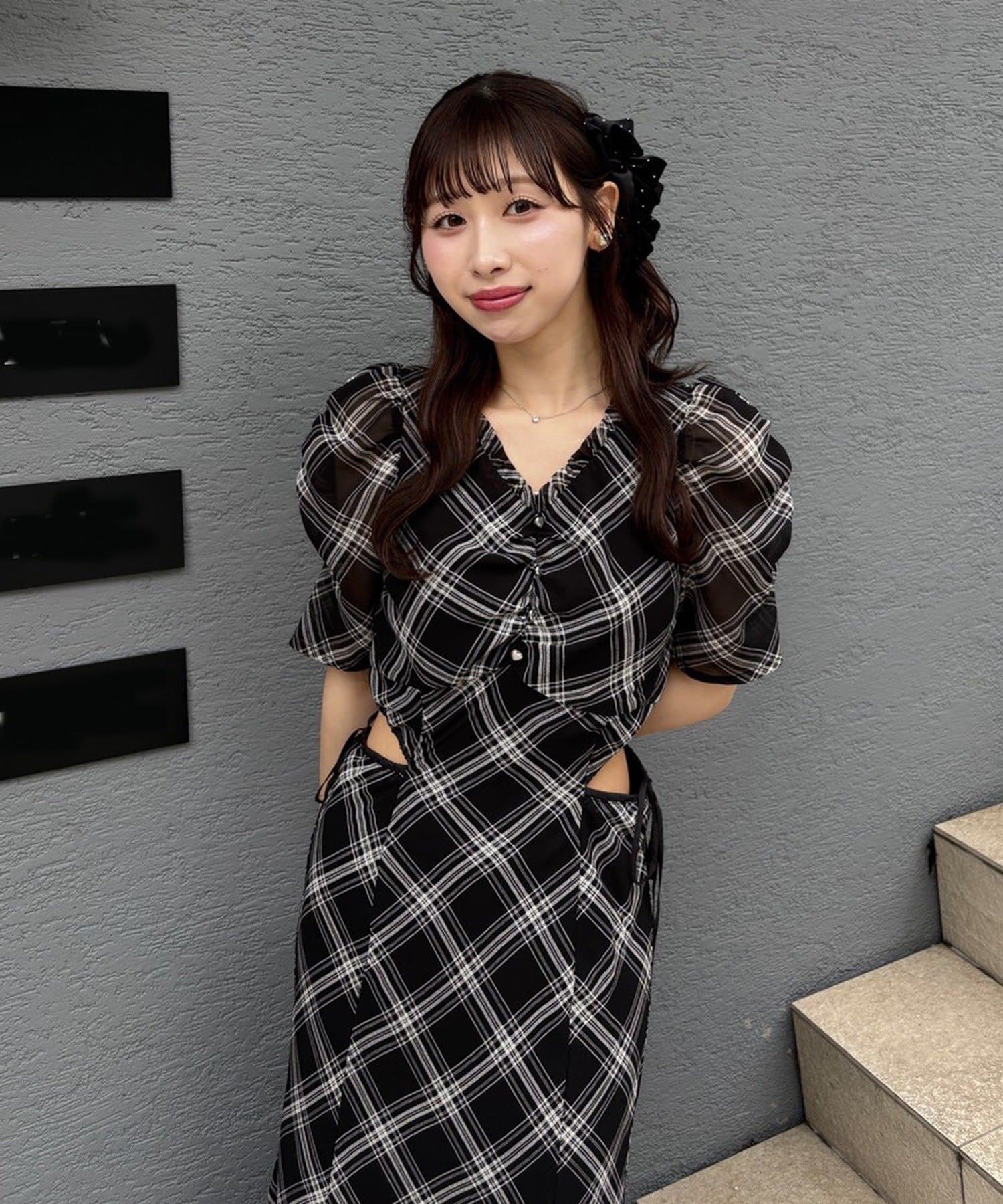 one after another NICE CLAUP(ワンアフターアナザー ナイスクラップ) 【LouLoumei】サイドカットデザインチェックワンピース