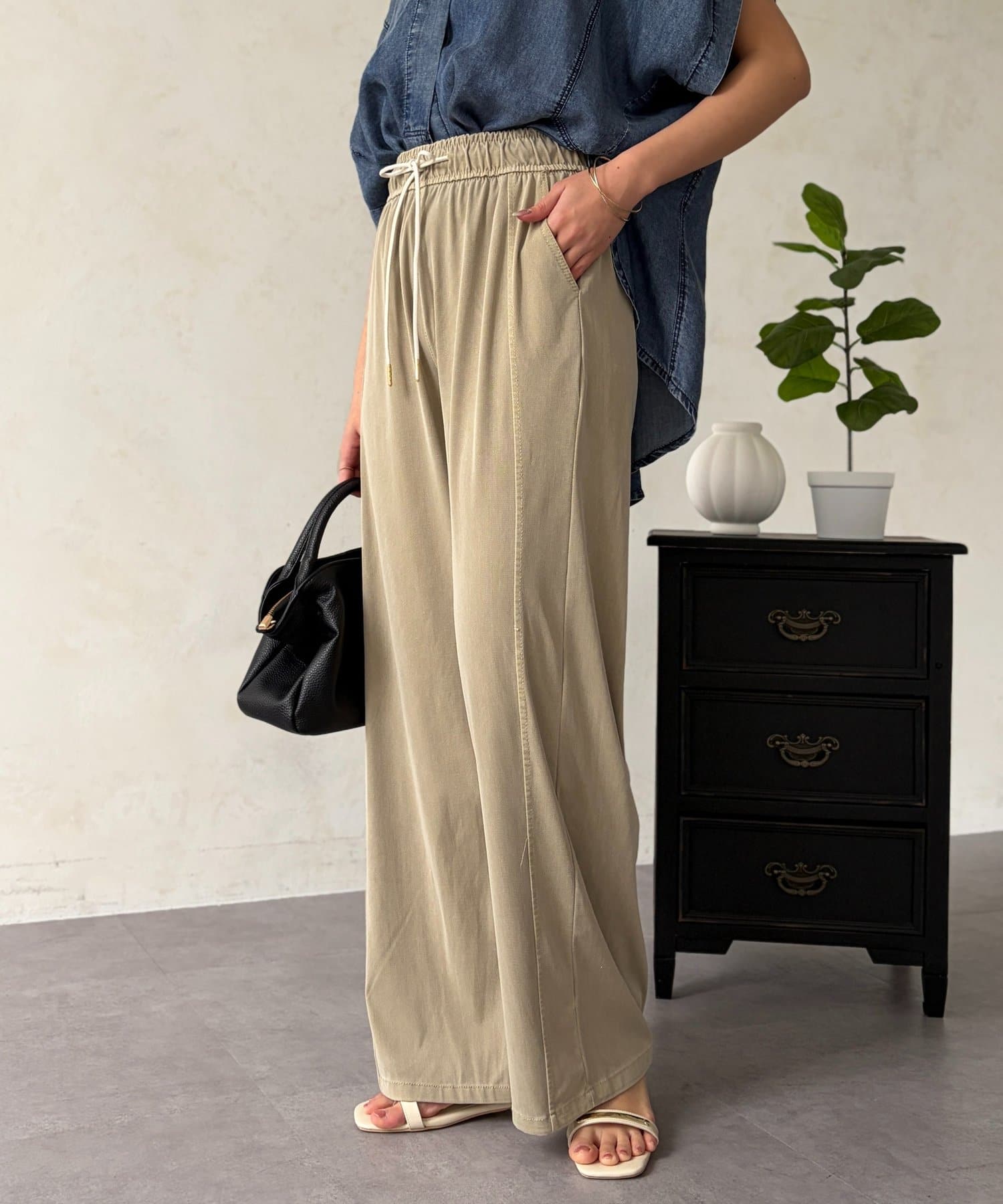 Chez toi(シェトワ) カットデニムイージーパンツ