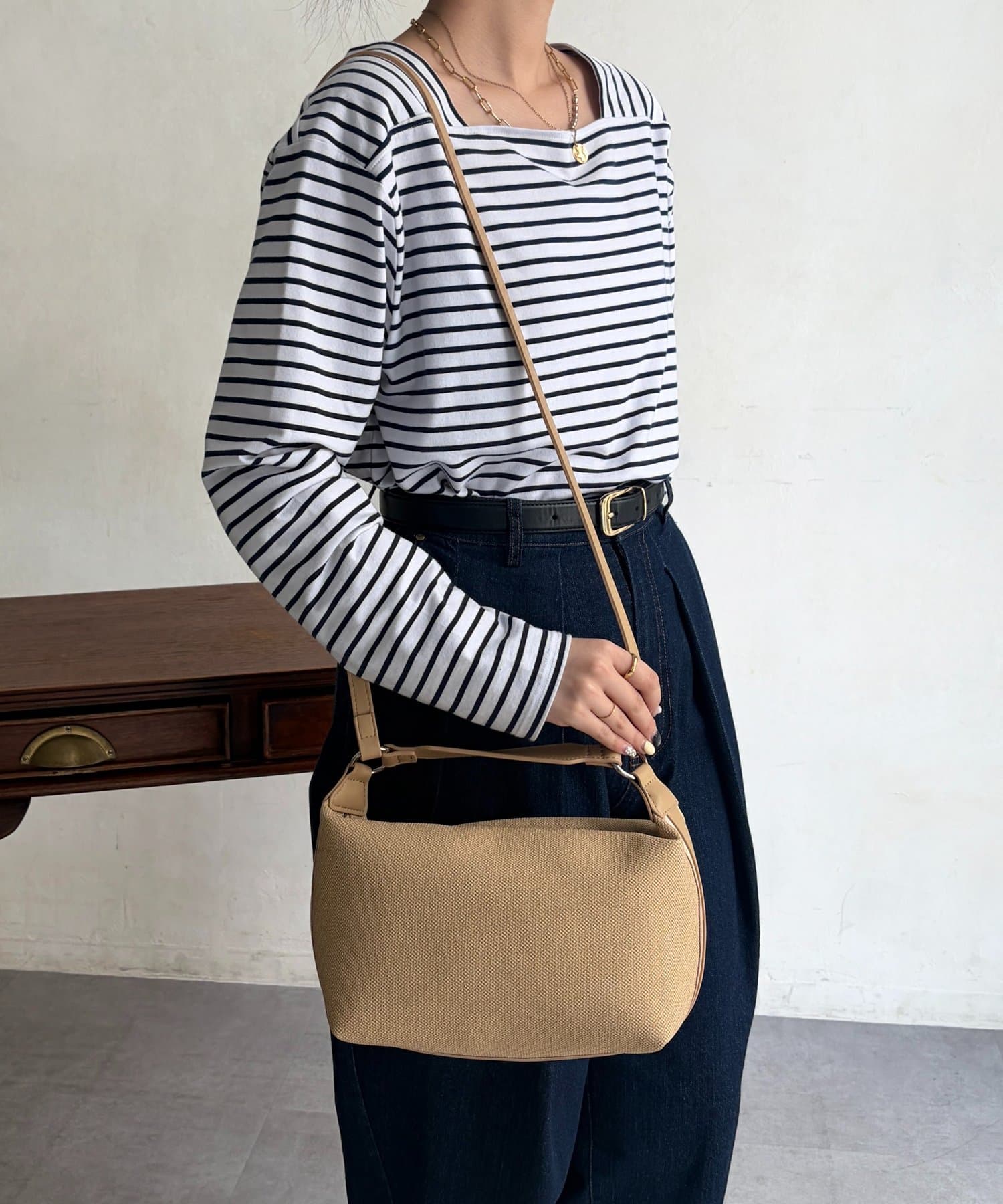 Chez toi(シェトワ) キャンバス見え合皮2WAYBAG