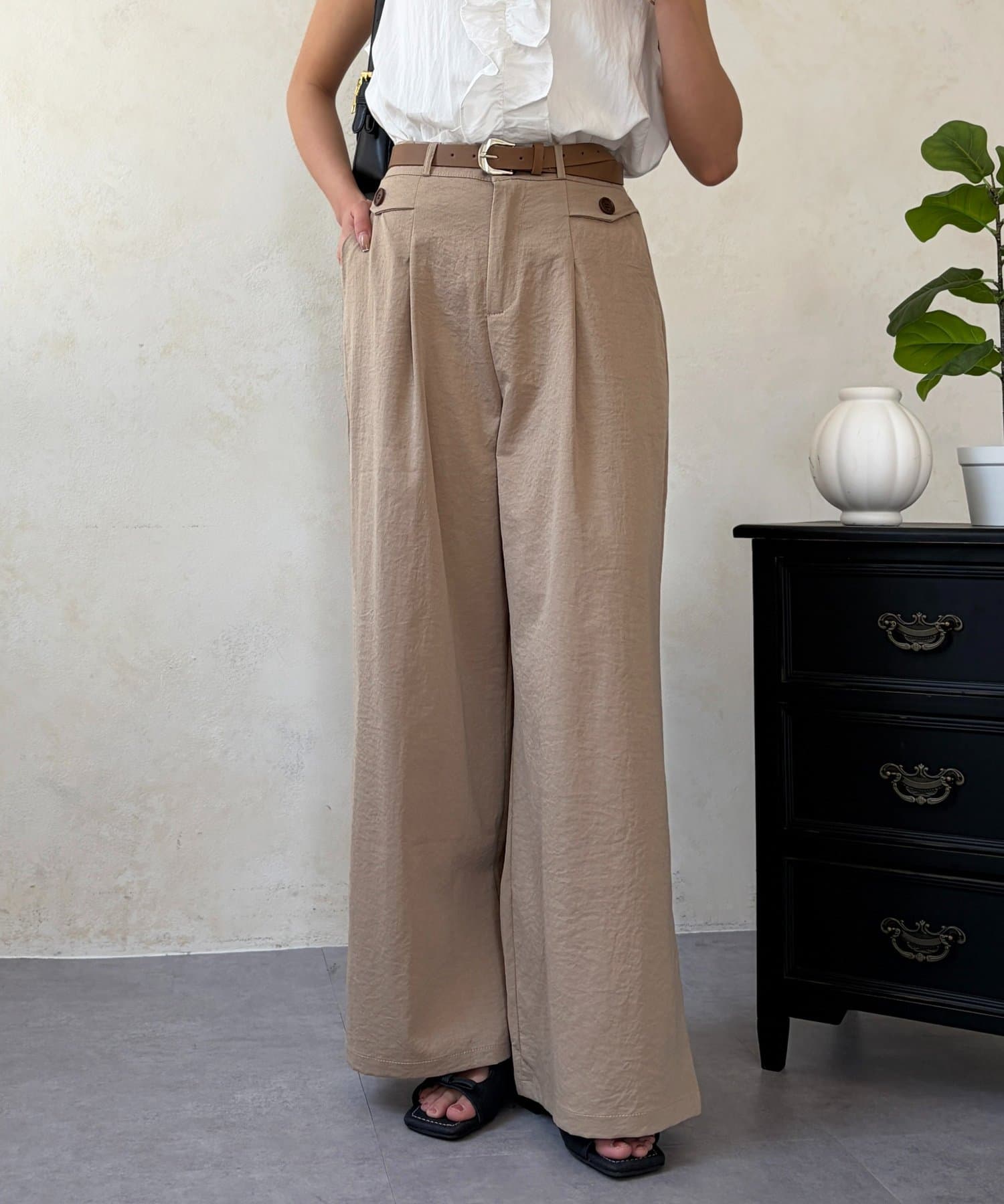 Chez toi(シェトワ) サイドポケットデザインベルト付きパンツ