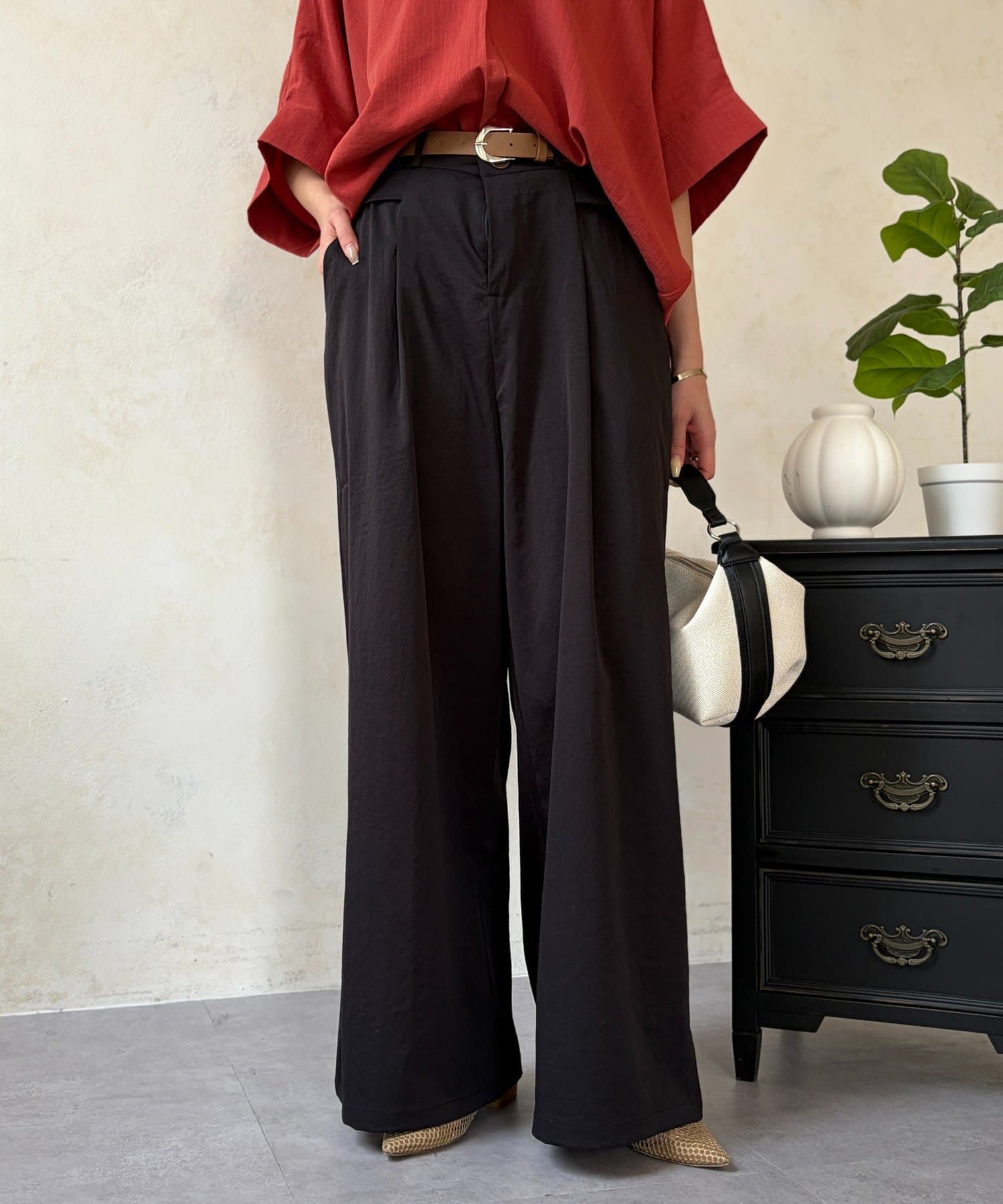 Chez toi(シェトワ) サイドポケットデザインベルト付きパンツ