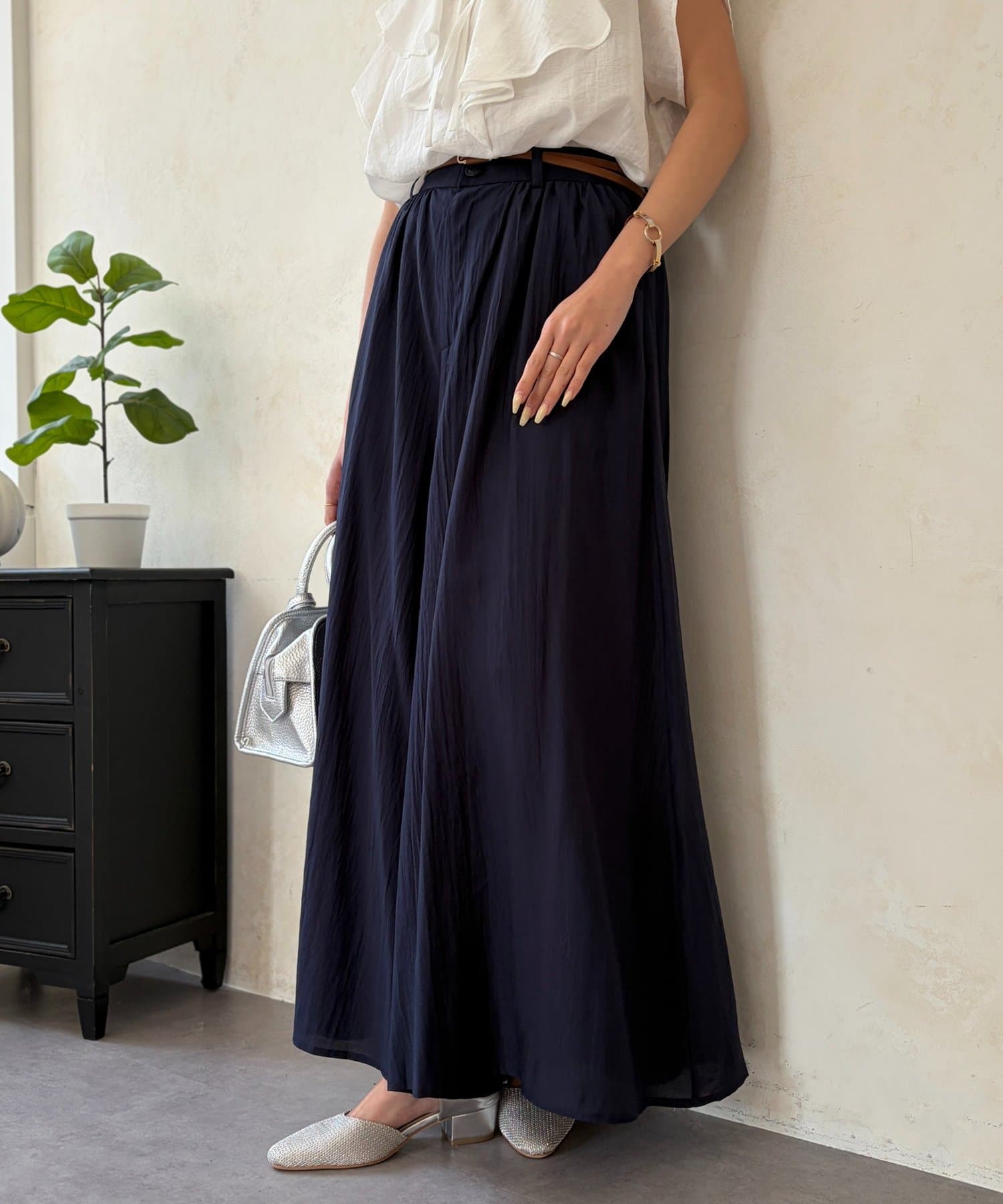 Chez toi(シェトワ) 落ち感フレアワイドパンツ