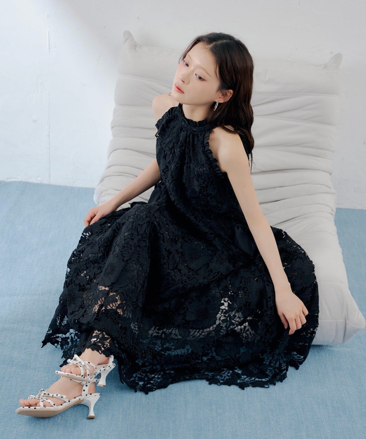 Chico(チコ) 4/9(木)0:00販売【SALON by Chico】リボン取り外し/ レースティアードアメスリワンピース