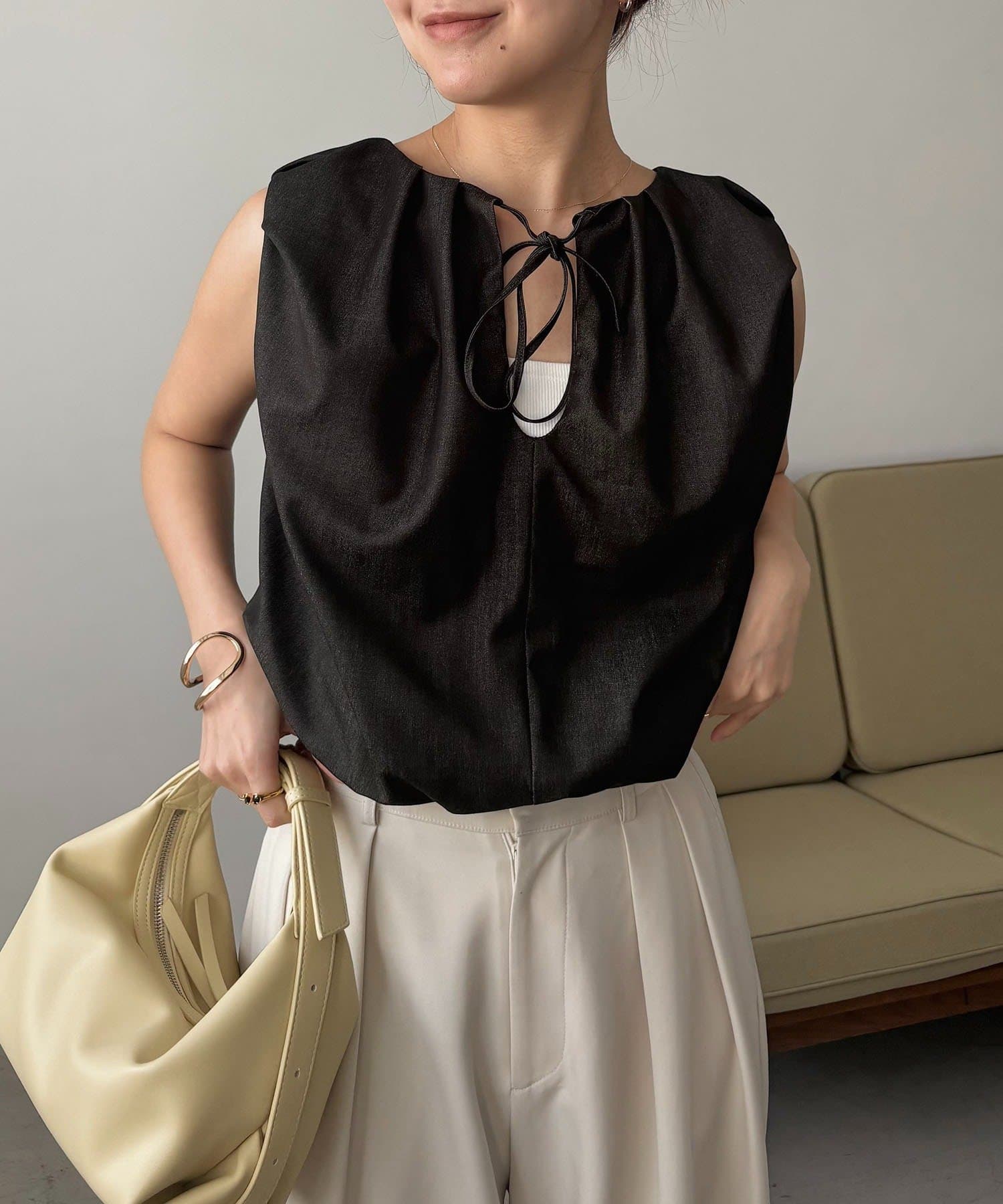 CAPRICIEUX LE'MAGE(カプリシュレマージュ) 【前後2WAY】ドロップリボンバルーンブラウス