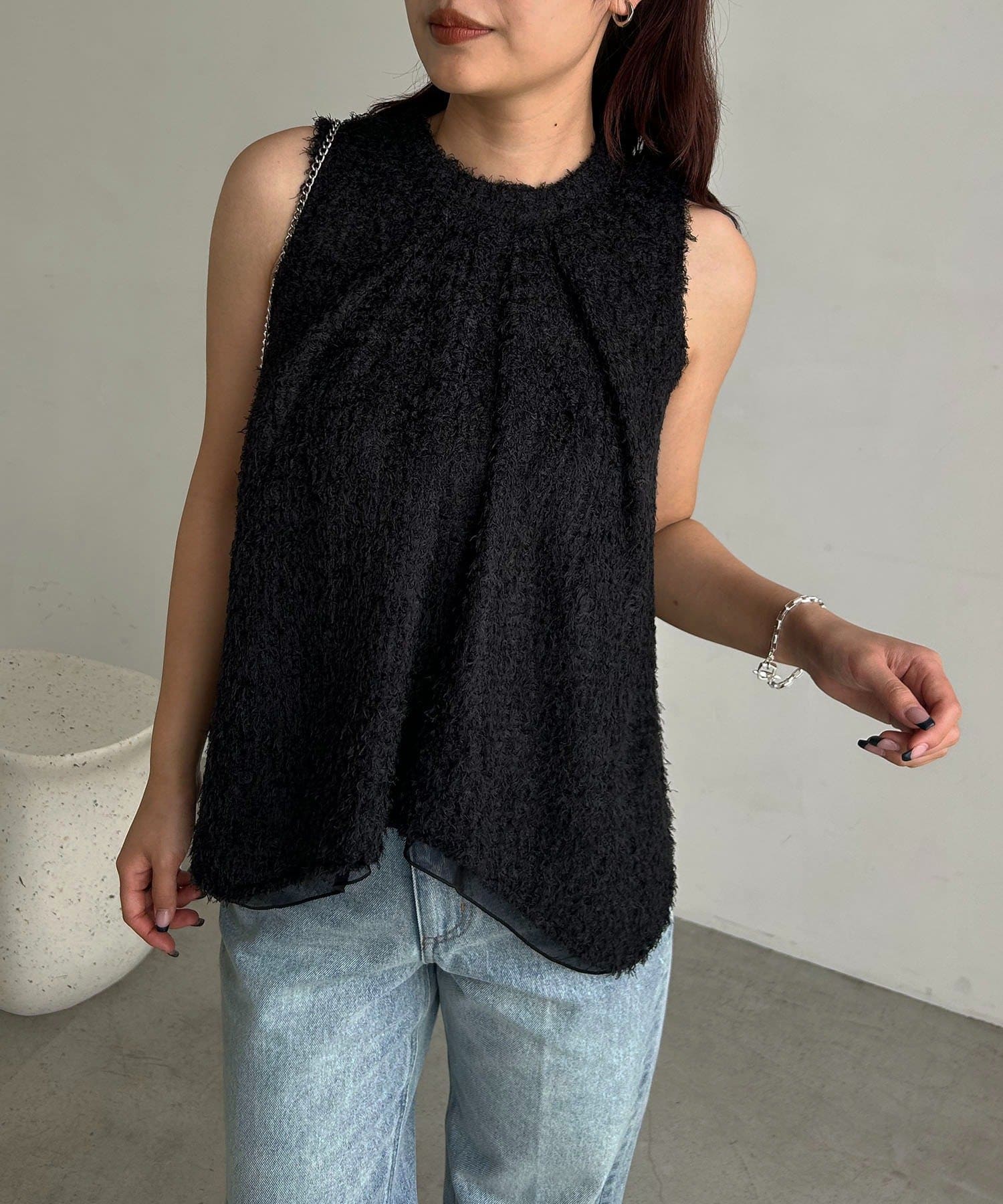 CAPRICIEUX LE'MAGE(カプリシュレマージュ) 【女っぽさ抜群◎】フェザーアメスリブラウス