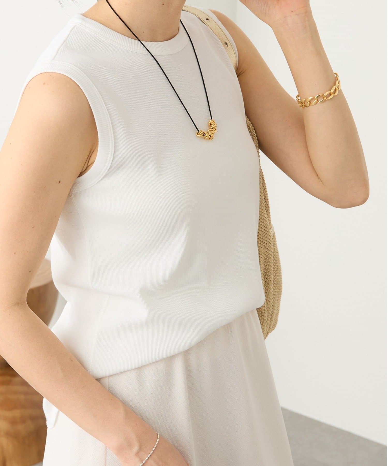 RIVE DROITE(リヴドロワ) 予約【ストレッチ性抜群】テレコスリーブレスTee