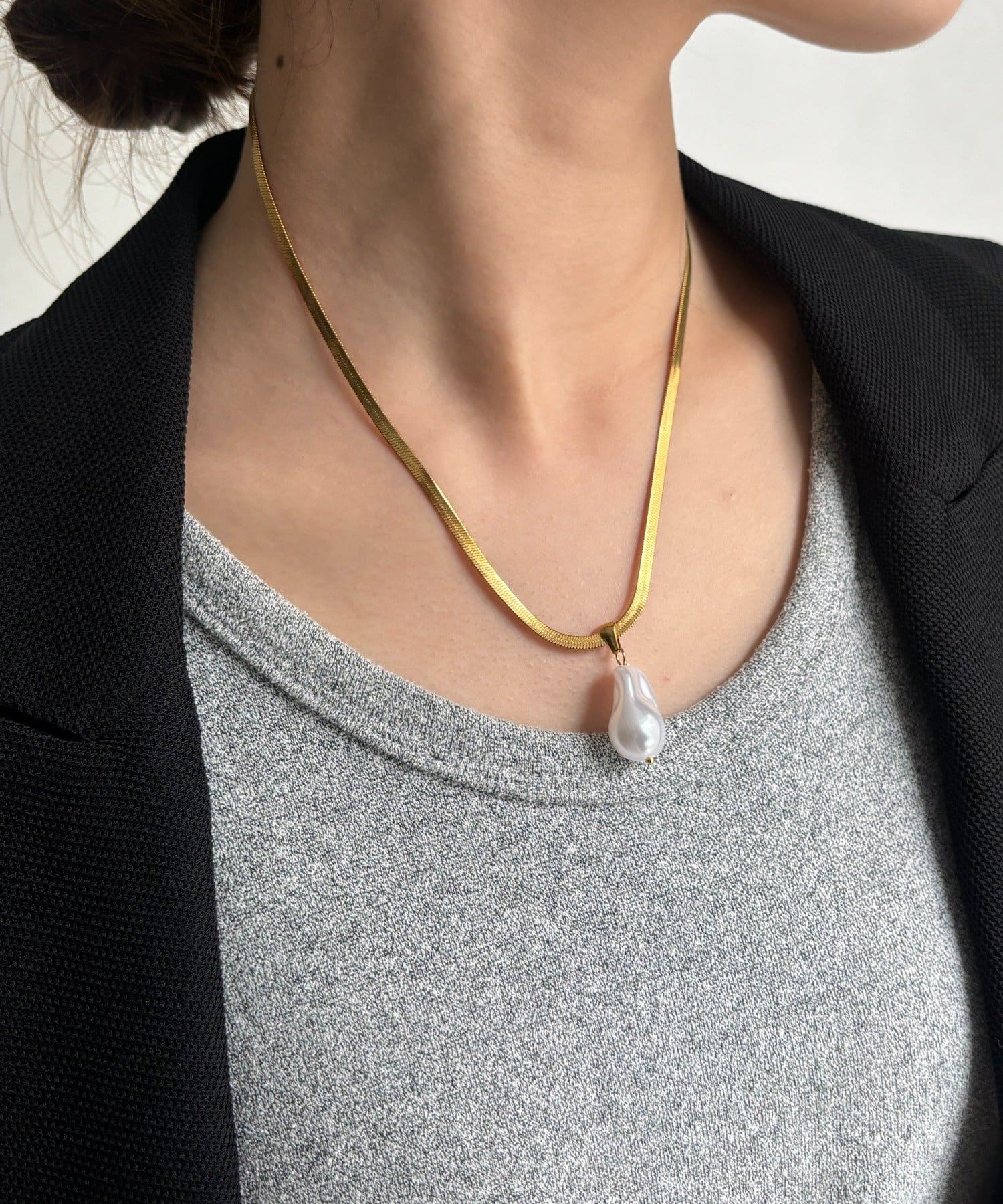 DOUDOU(ドゥドゥ) 変形1つパールネックレス