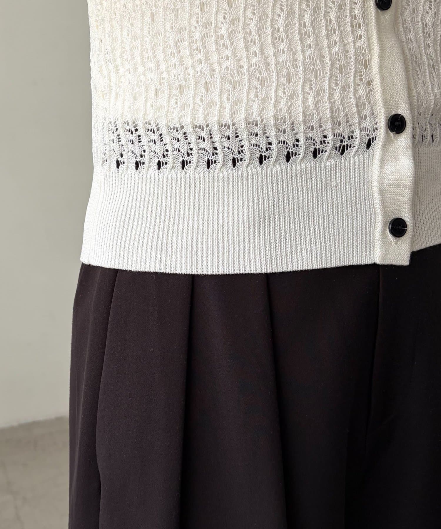 CAPRICIEUX LE'MAGE(カプリシュレマージュ) 【華奢見え】レース襟付きカーディガン