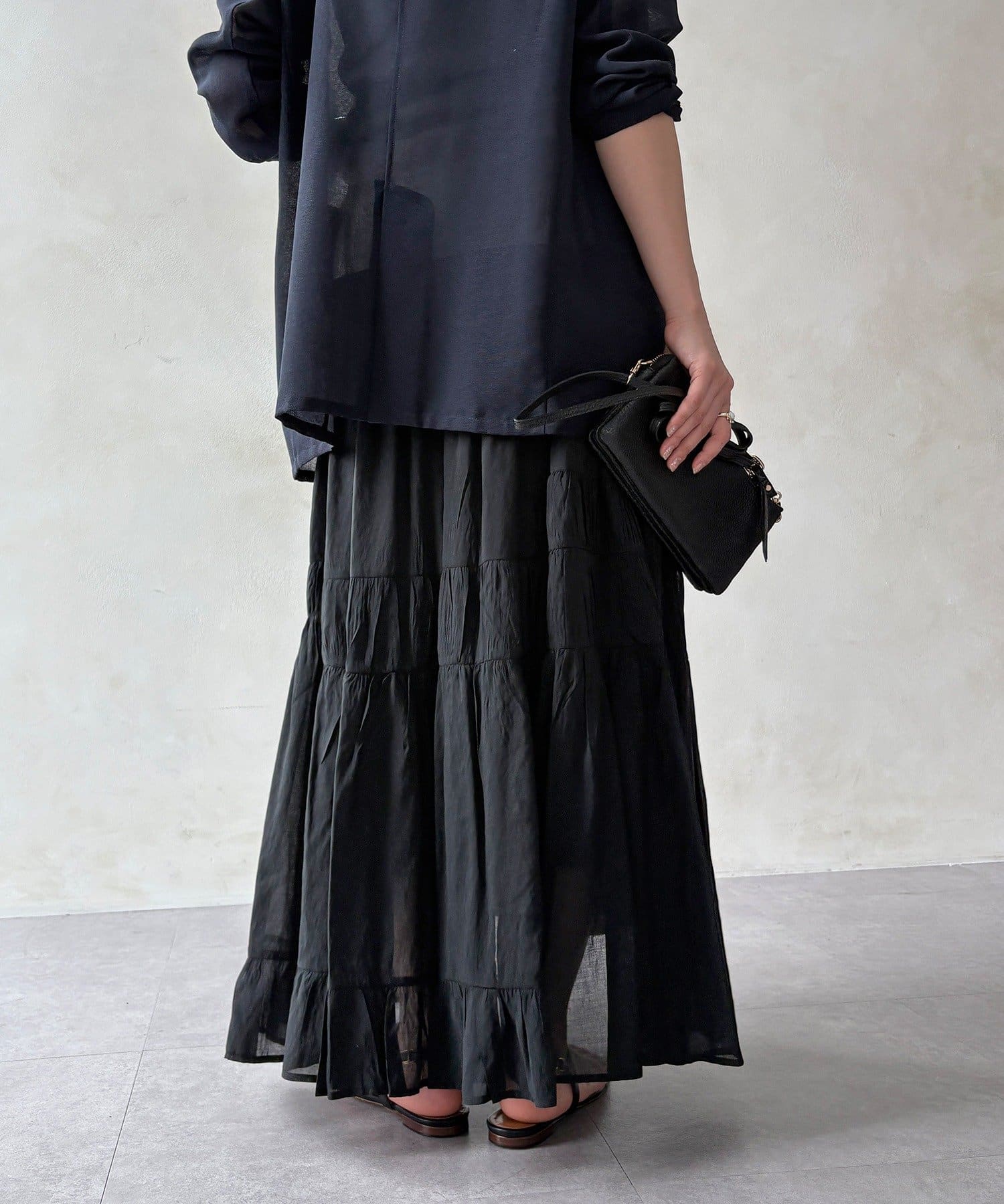 DOUDOU(ドゥドゥ) 【WEB限定】ボイルギャザーティアードスカート