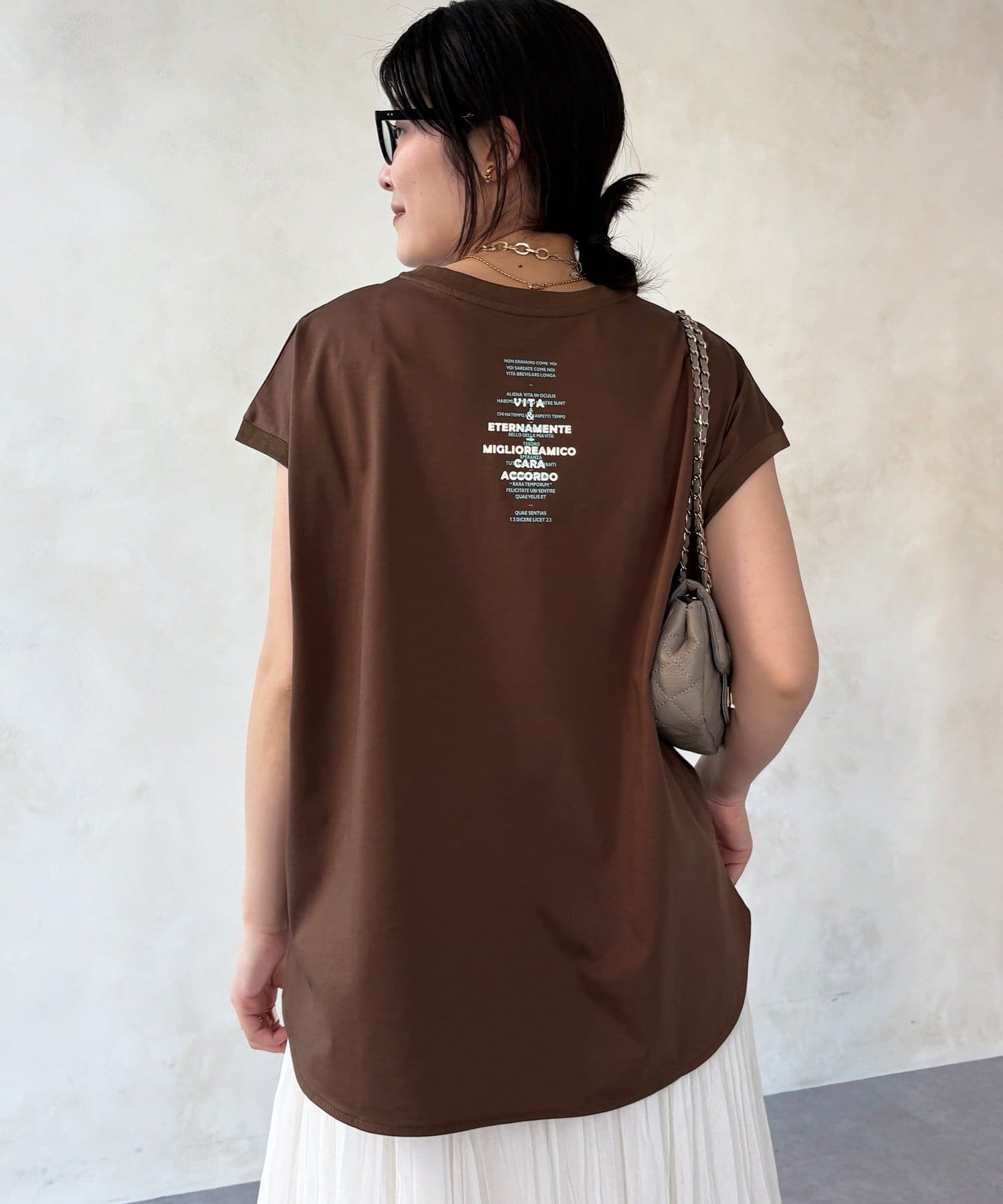 DOUDOU(ドゥドゥ) 【WEB限定】前後ロゴフレンチスリーブTEE