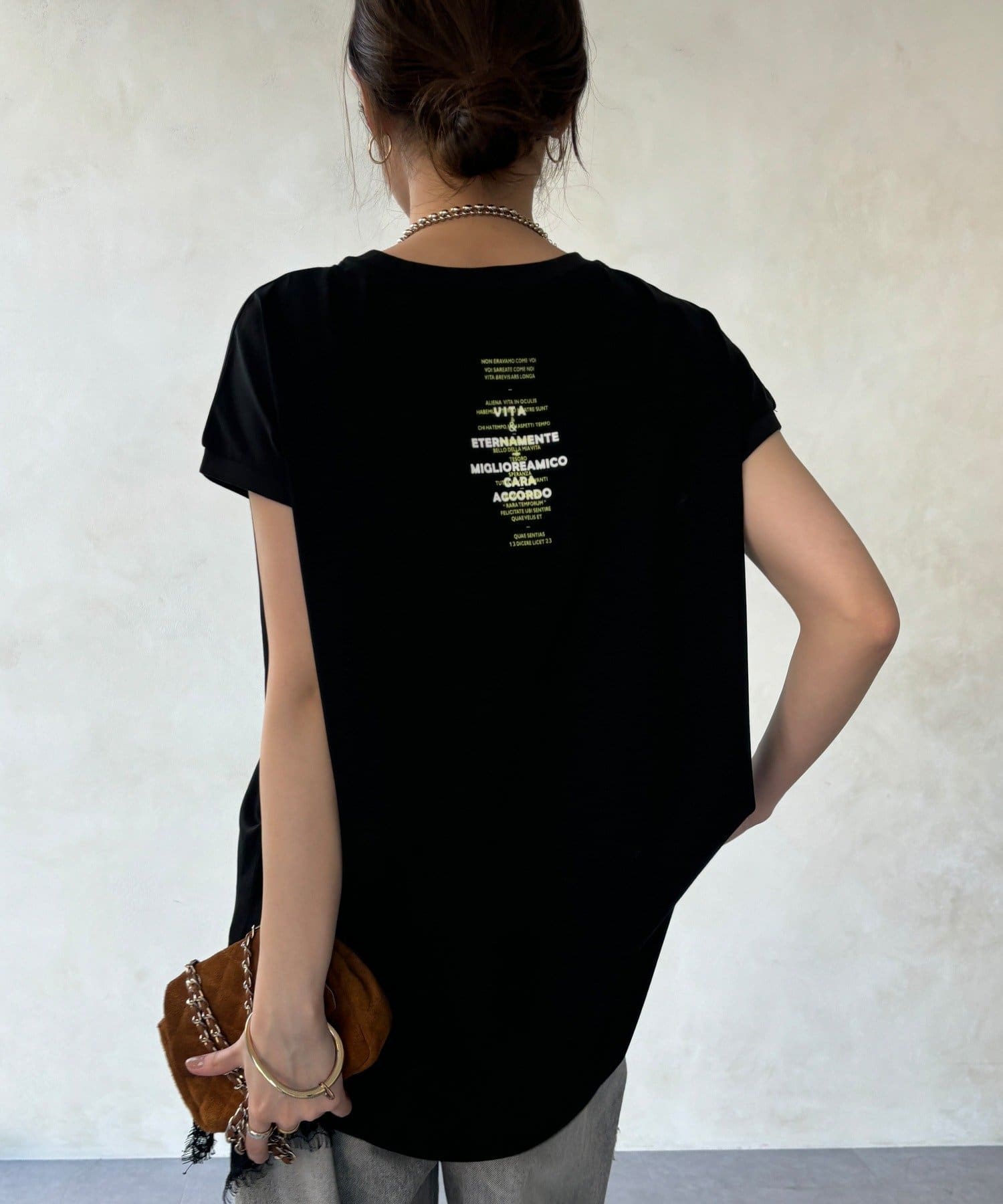 DOUDOU(ドゥドゥ) 【WEB限定】前後ロゴフレンチスリーブTEE