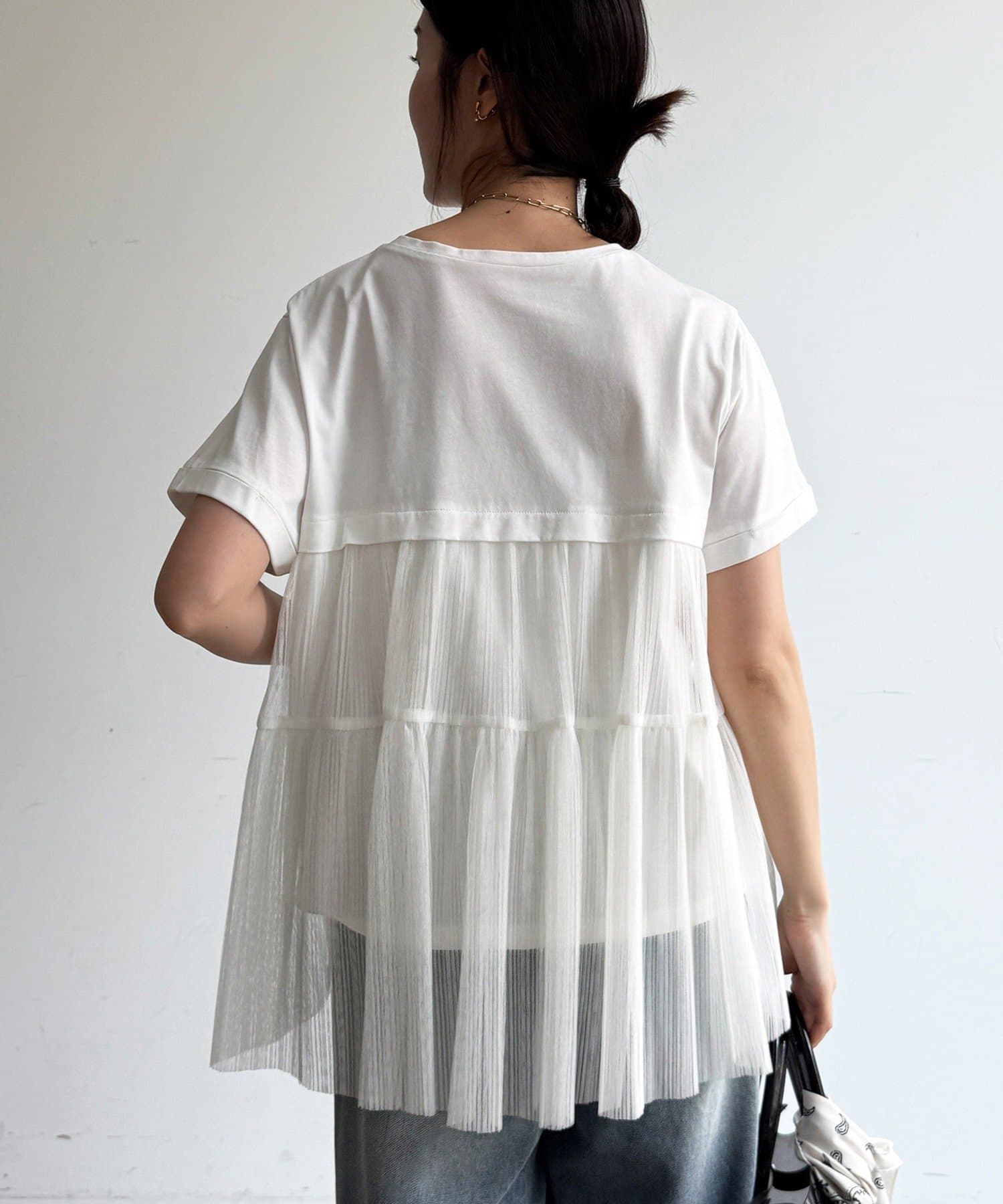 DOUDOU(ドゥドゥ) 【WEB限定】チュールプリーツTEE