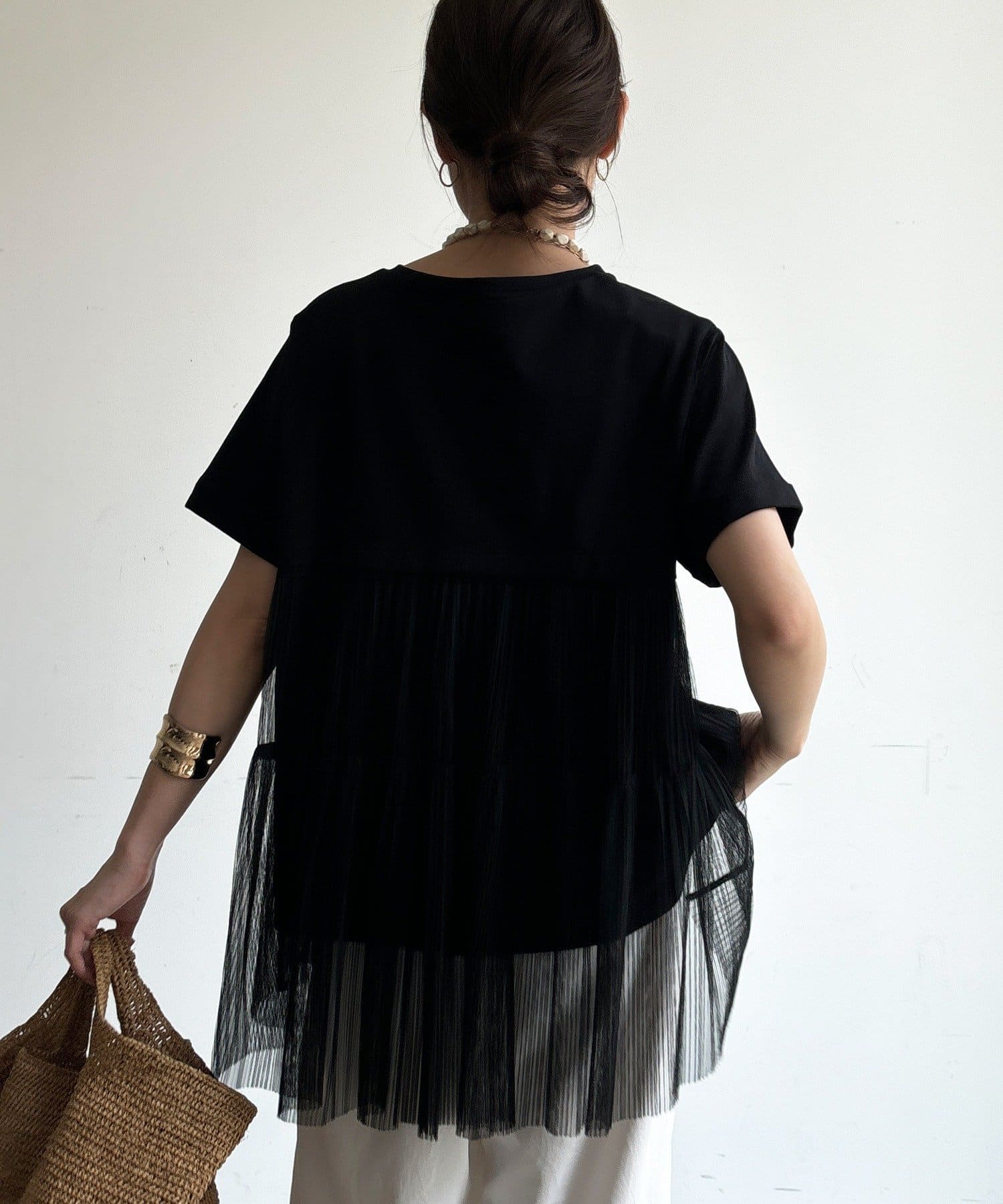 DOUDOU(ドゥドゥ) 【WEB限定】チュールプリーツTEE