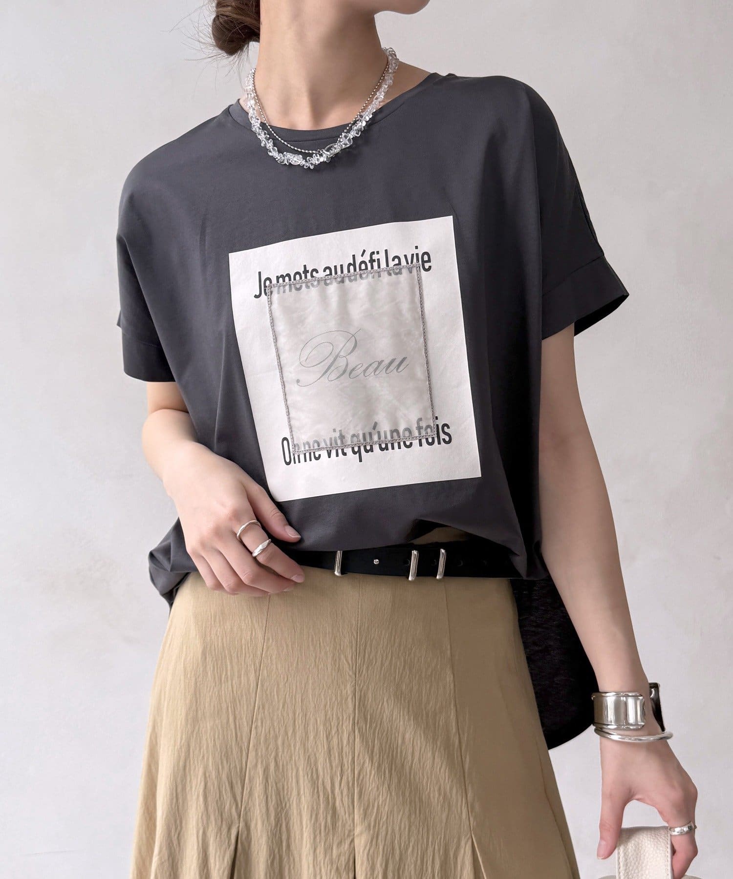 DOUDOU(ドゥドゥ) 【WEB限定】BeauオーガンジーロゴTEE