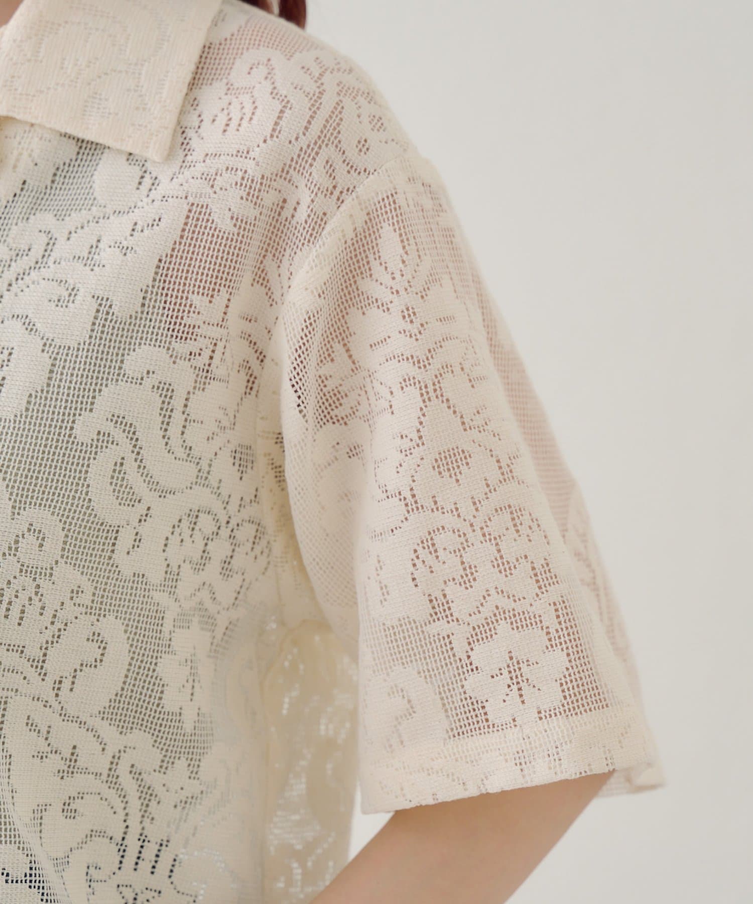 Kastane(カスタネ) 【4.2(木)0:00～4.4(土)23:59販売期間/EGUCHI企画/WEB限定】レース開襟半袖シャツ