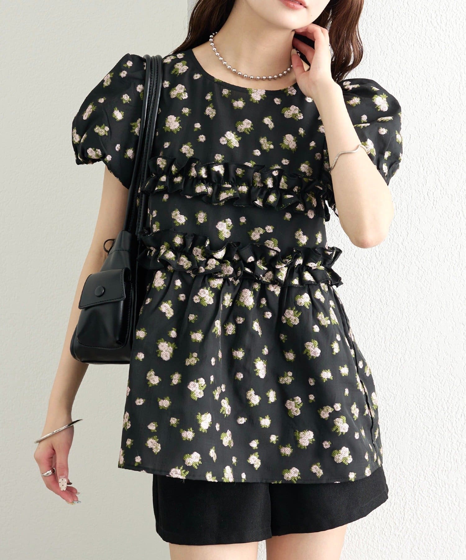 mystic(ミスティック) 《@____ri__125 セレクト/WHT》【4/2(THU) 12:00予約START】オーガンジーフラワーブラウス