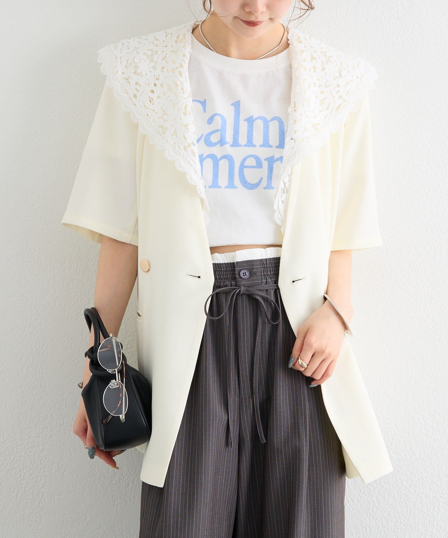 mystic(ミスティック) 【4/24(FRI) 12:00 START 】レース付け襟半袖ジャケット