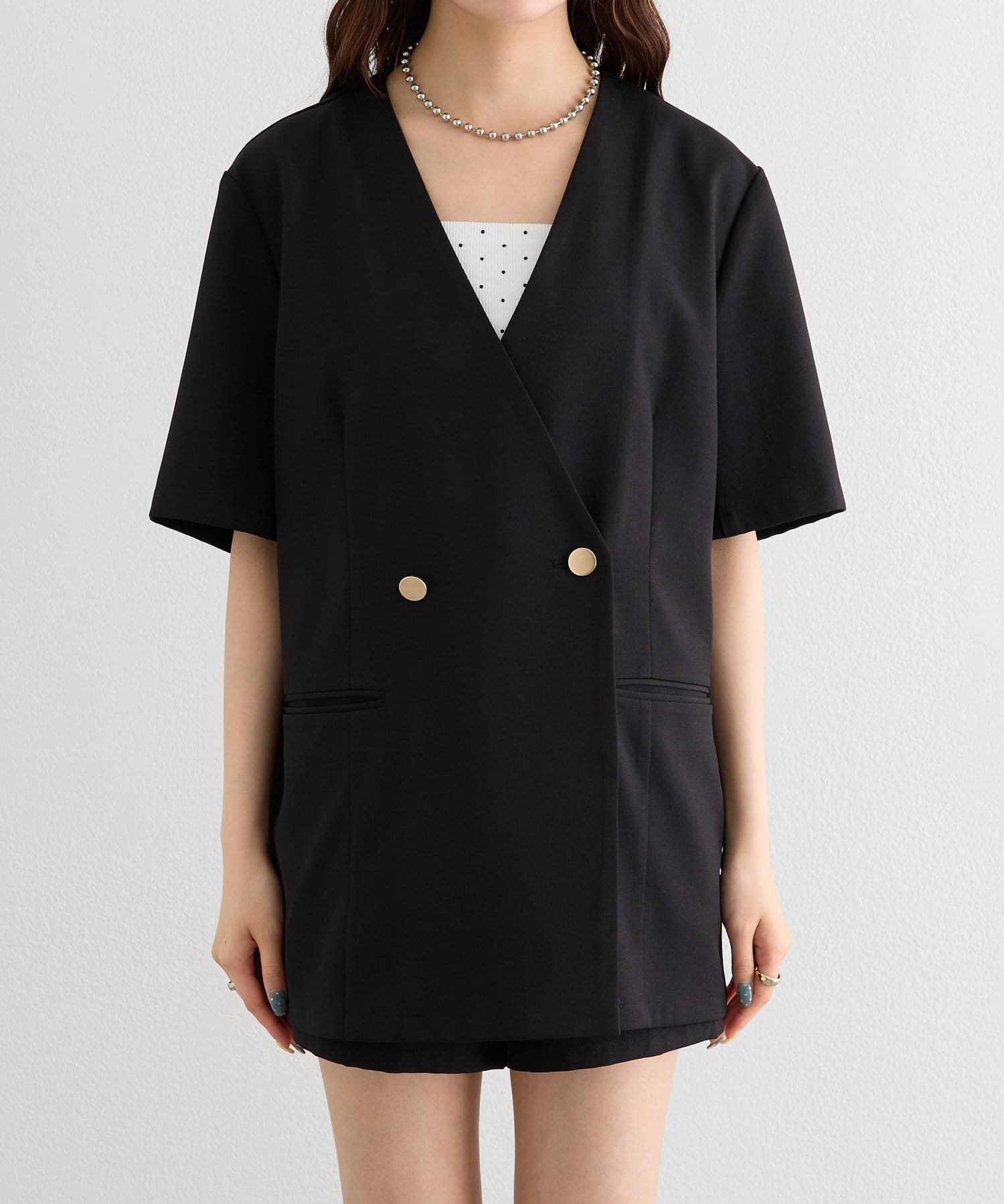 mystic(ミスティック) 【4/24(FRI) 12:00 START 】レース付け襟半袖ジャケット