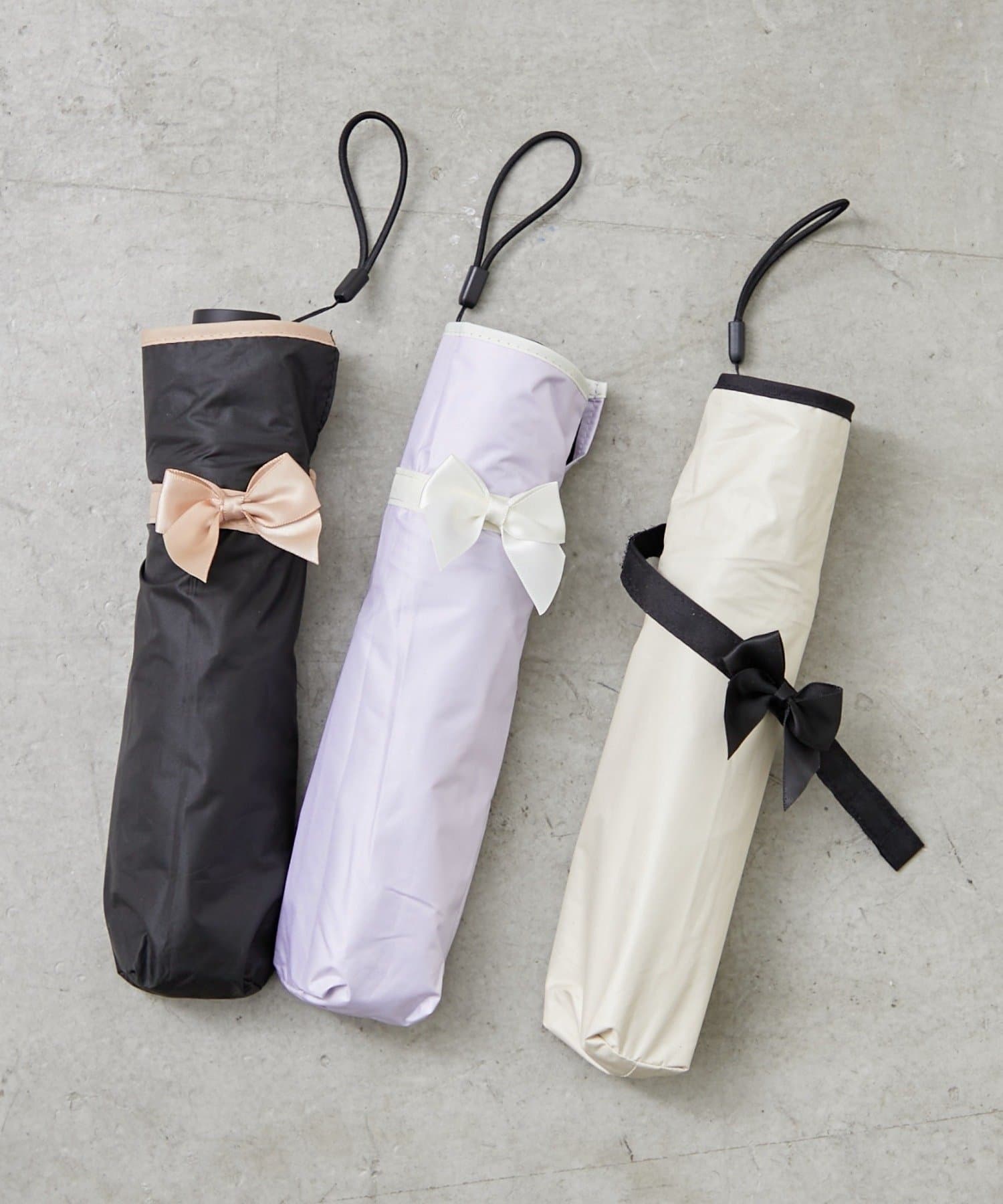 NICE CLAUP / OLIVE des OLIVE OUTLET(ナイスクラップ  / オリーブ デ オリーブ アウトレット) 【超軽量】リボン付き折りたたみ傘